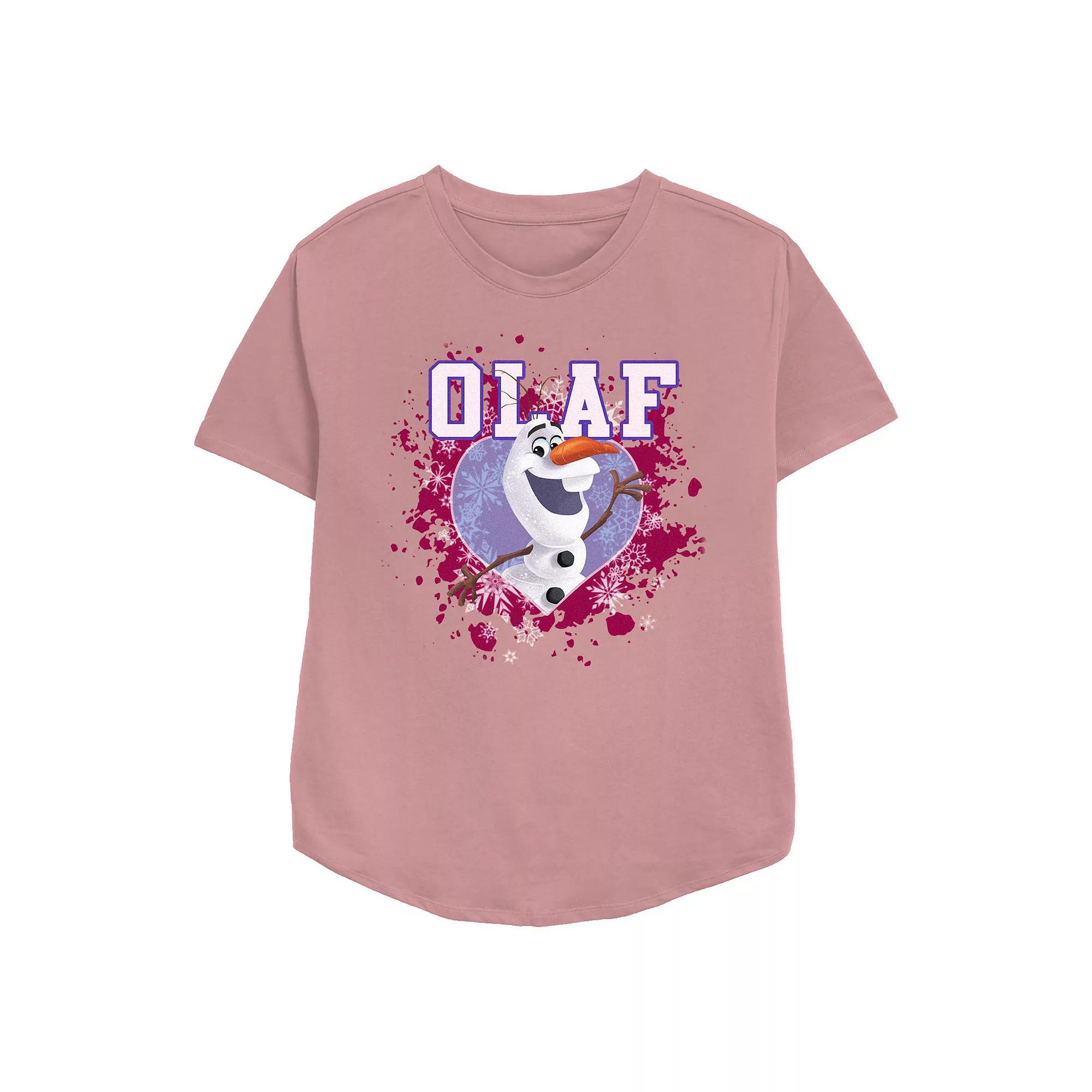 Disney's Frozen Olaf Happy Heart Women's Relaxed Fit Graphic Tee, Size: Small, Pink Product Image