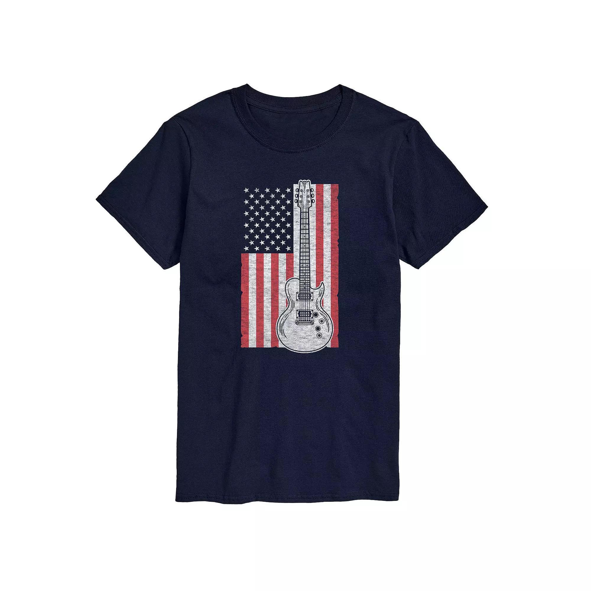 Big & Tall USA Flag Guitar Graphic Tee, Mens Blue Product Image