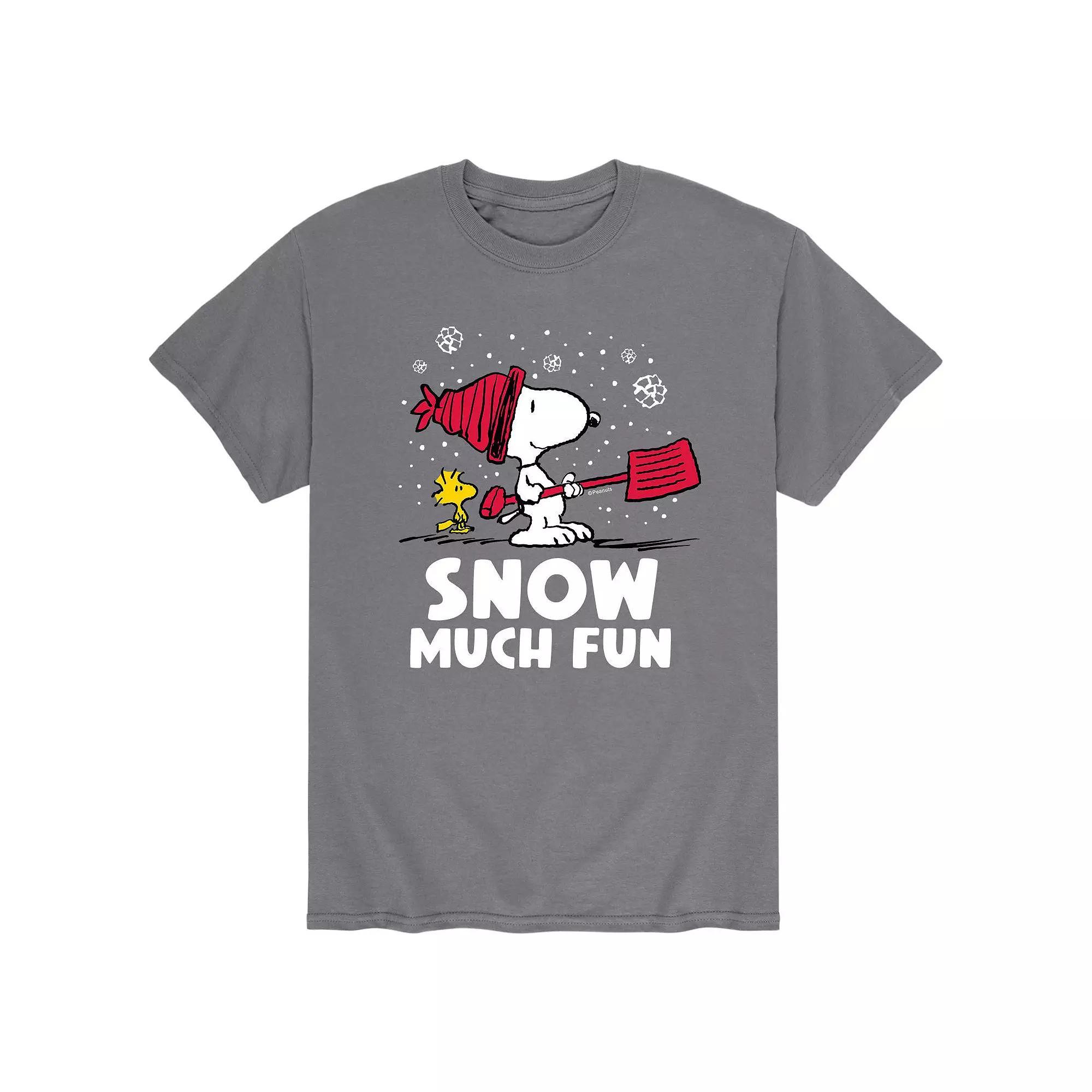 Mens Peanuts Snoopy Snow Much Fun Tee Grey Product Image