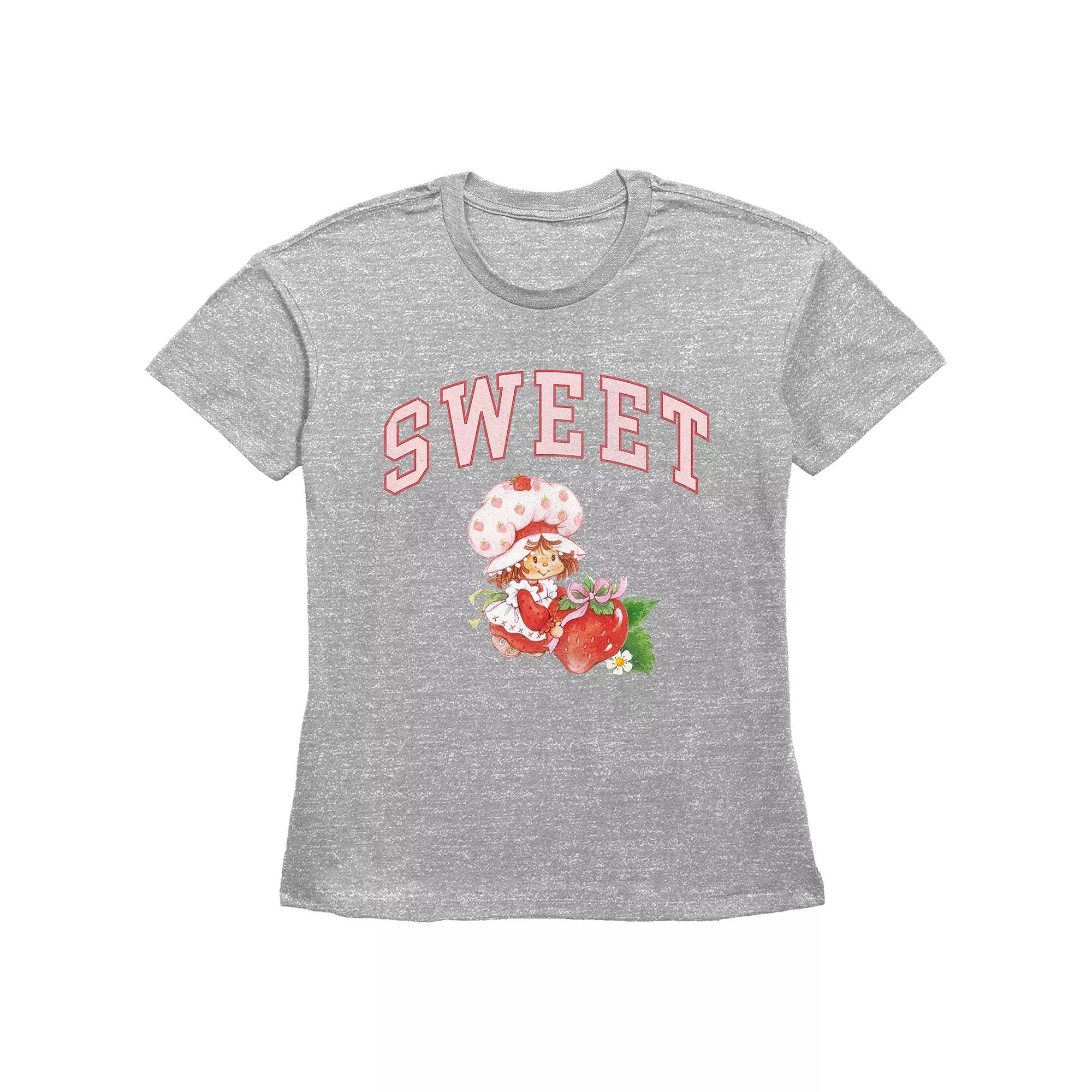 Women's Strawberry Shortcake Sweet Basic Fit Graphic Tee, Girl's, Size: Small, Grey Gray Product Image