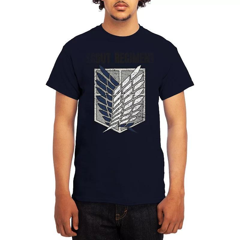 Men's Attack on Titan Distressed Survey Corps Emblem Tee, Boy's, Size: Medium, Blue Product Image