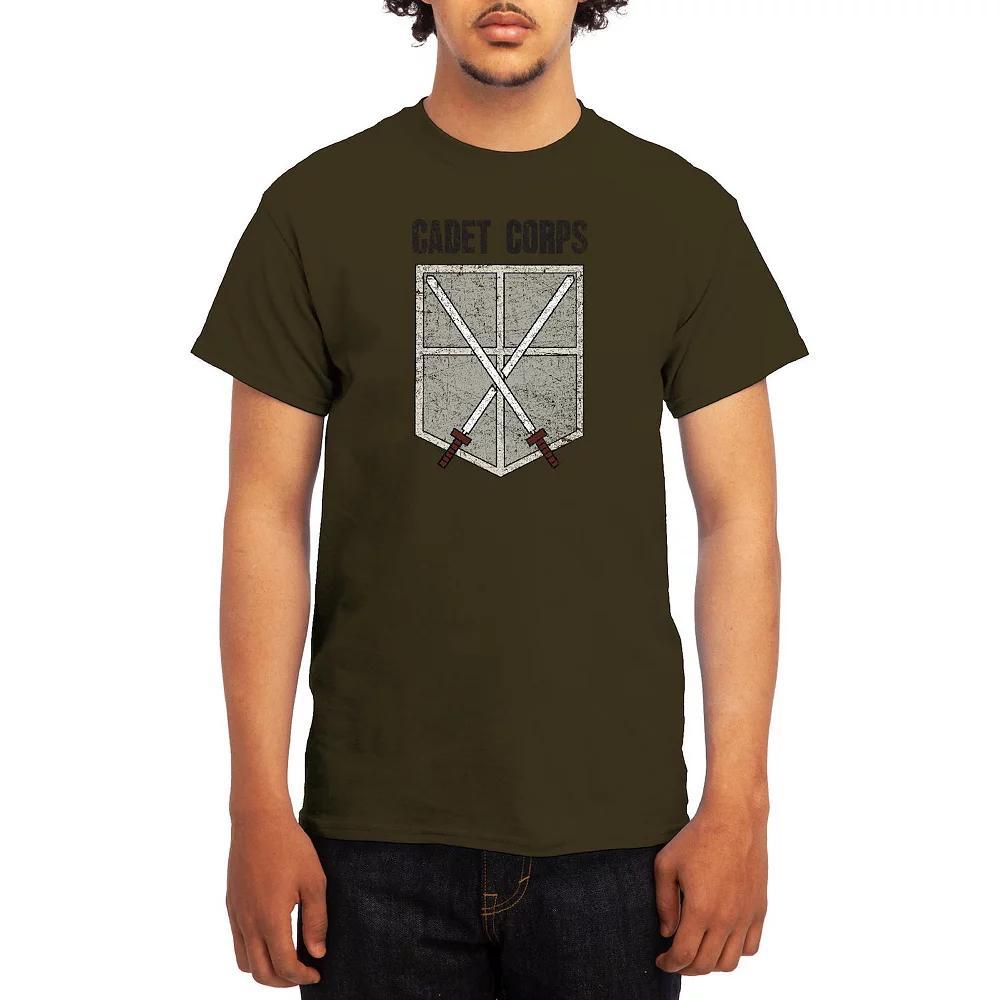 Men's Attack on Titan Distressed Cadet Corp Emblem Tee, Boy's, Size: XXL, Grey Red Product Image