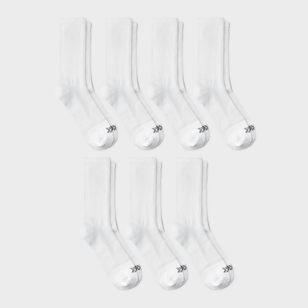 Mens Striped Active Socks 6+1pk - All In Motion : Crew Height, Midweight Knit, Flat Seams, Size 6-12, Machine Washable Product Image