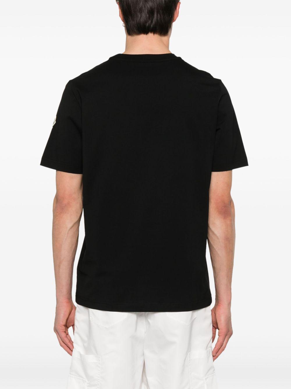 MONCLER Men's Cotton T-shirt With Rubberised Logo In Black Product Image