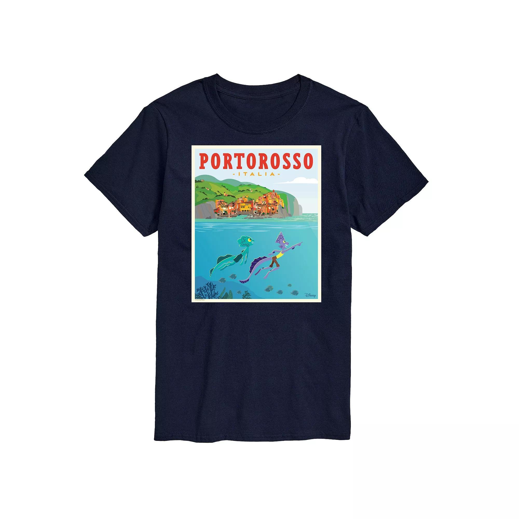 Disneys Luca Mens Portorossa Italy Postcard Graphic Tee Product Image