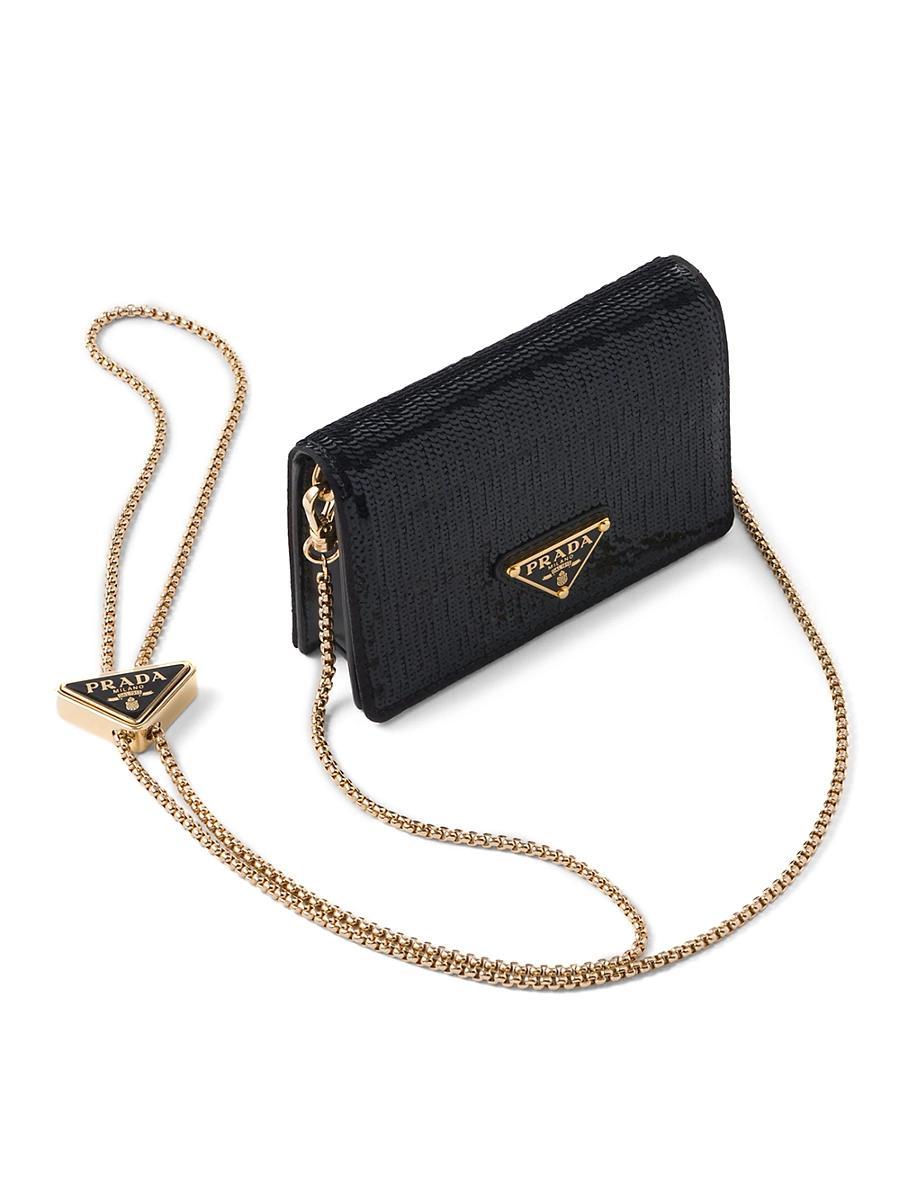 Womens Sequined Card Holder with Shoulder Strap Product Image