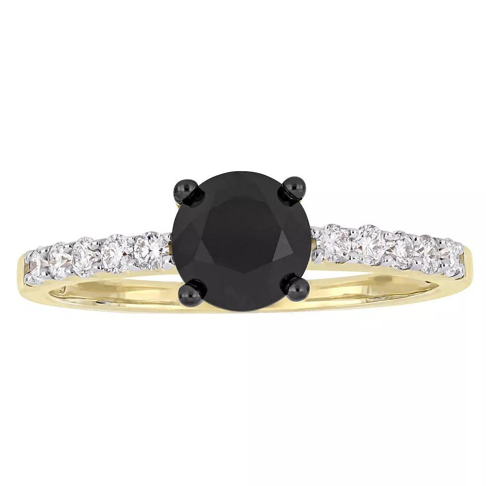 Stella Grace 14k Yellow Gold Black & White Diamond Engagement Ring, Womens 14k Gold Product Image