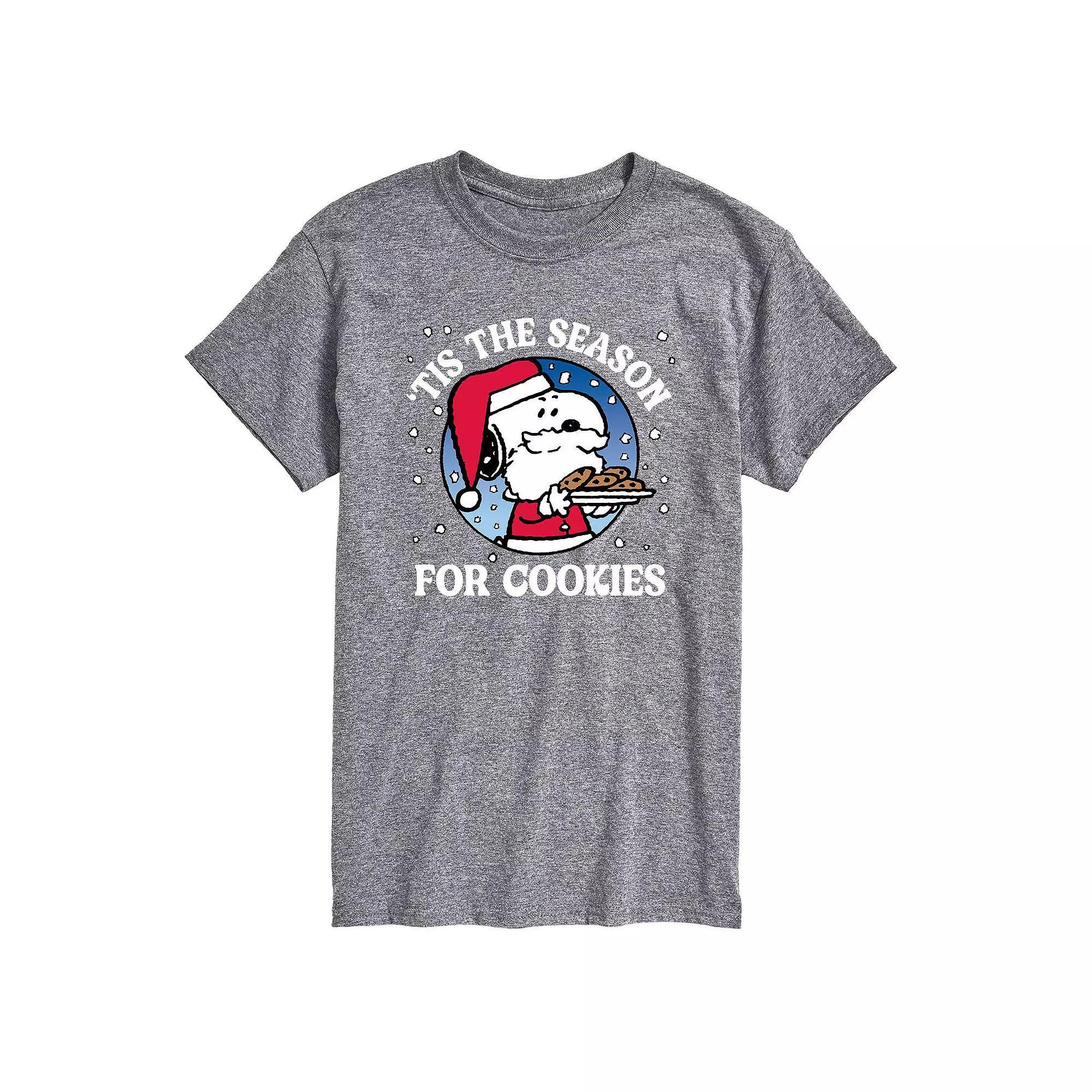 Men's Peanuts Tis The Season Cookies Tee, Size: Medium, Gray Product Image