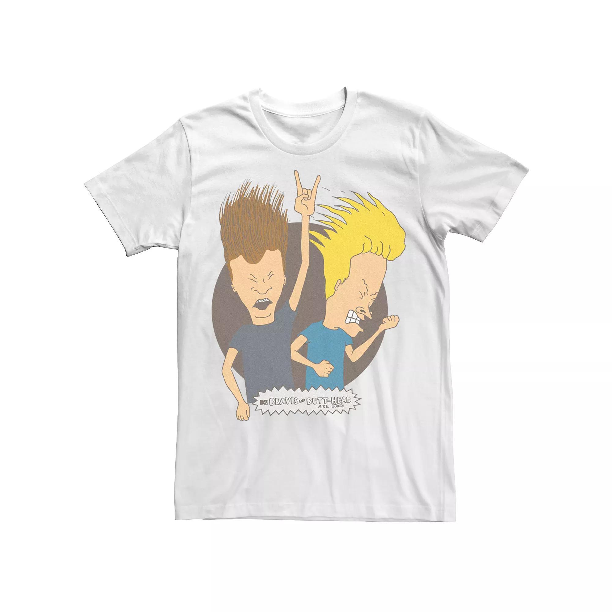 Men's Beavis & Butthead So Broken Group Shot Poster Tee, Size: Small, Athletic Grey Product Image