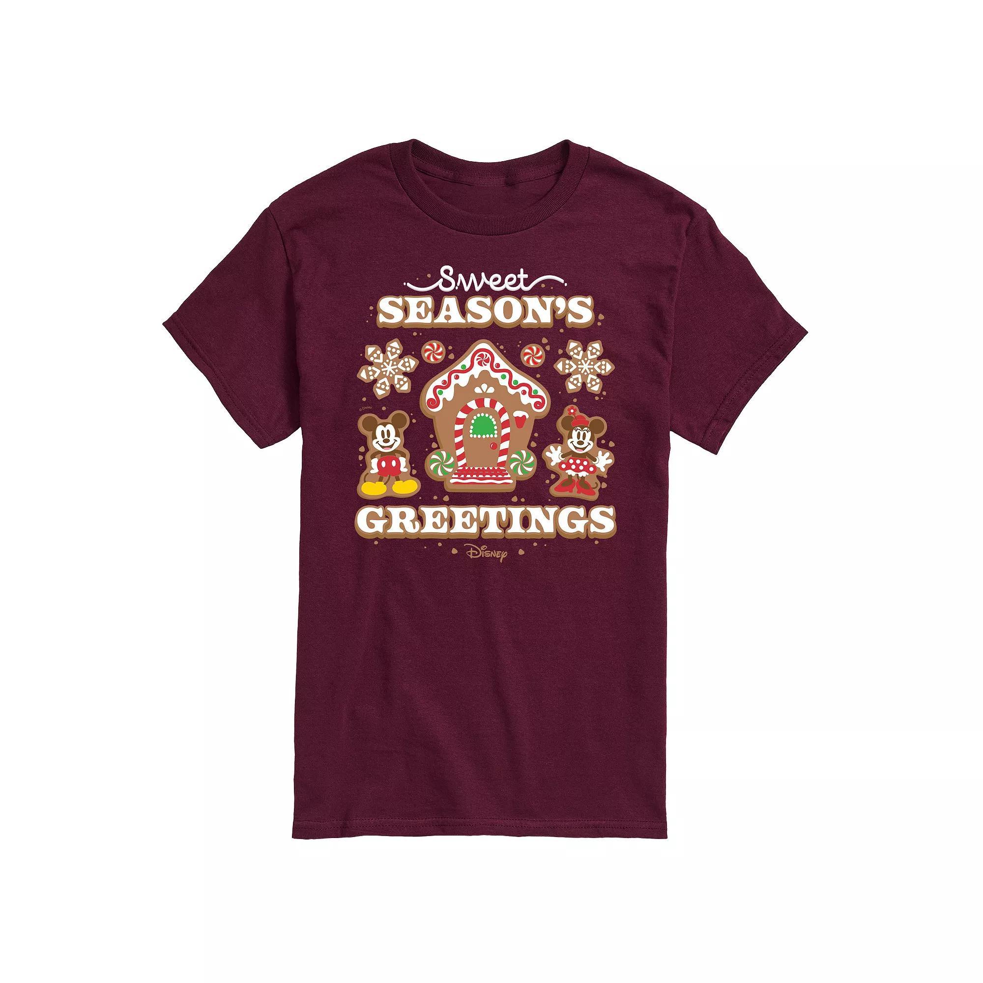 Disney's Mickey & Minnie Mouse Men's Sweet Seasons Greetings Graphic Tee, Size: XXL, Red Product Image