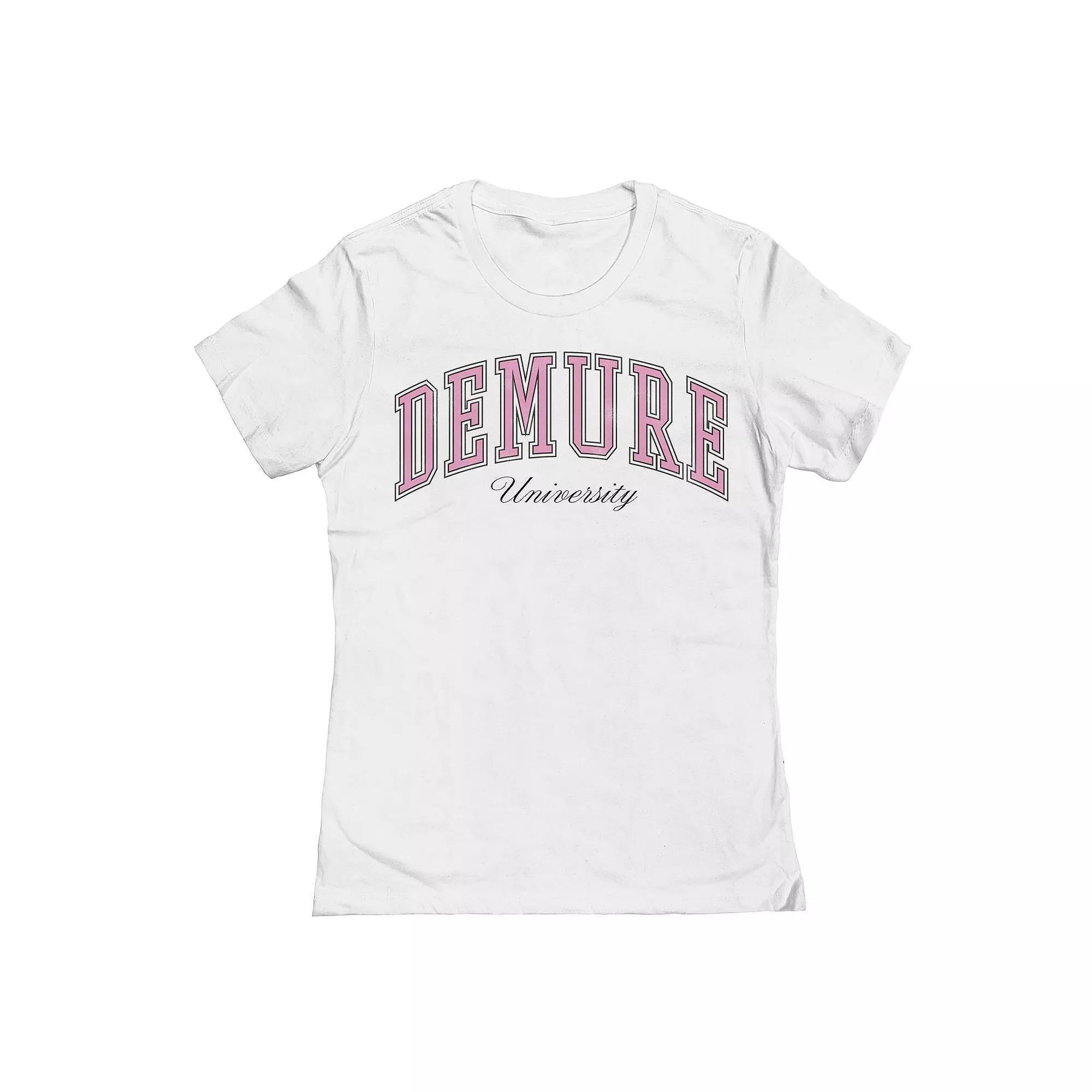 Junior's Grayson Threads The Label Demure University Graphic Tee, Girl's, Size: XL, White Product Image