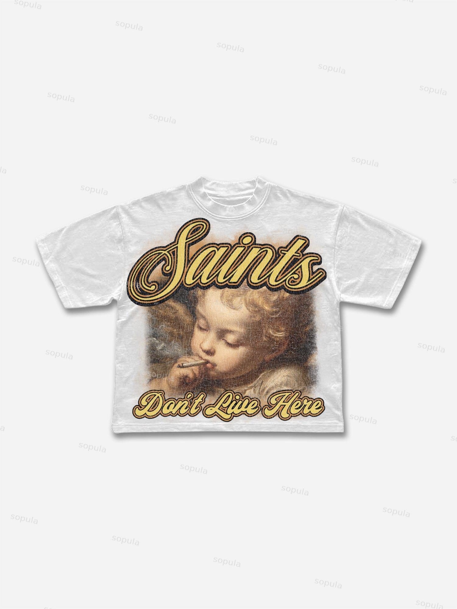Sin City Trust The Sin, Not The Saint Vintage Angel Aged Graphic Cropped T-shirt Product Image