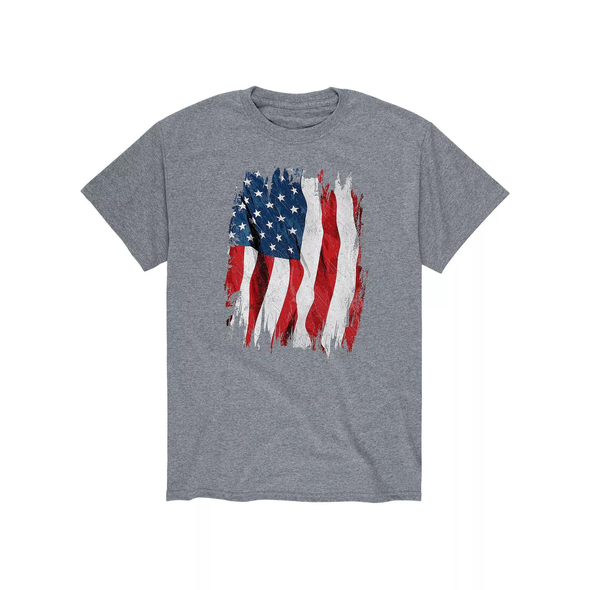 Men's American Flag Graphic Tee, Size: XXL, Gray Product Image
