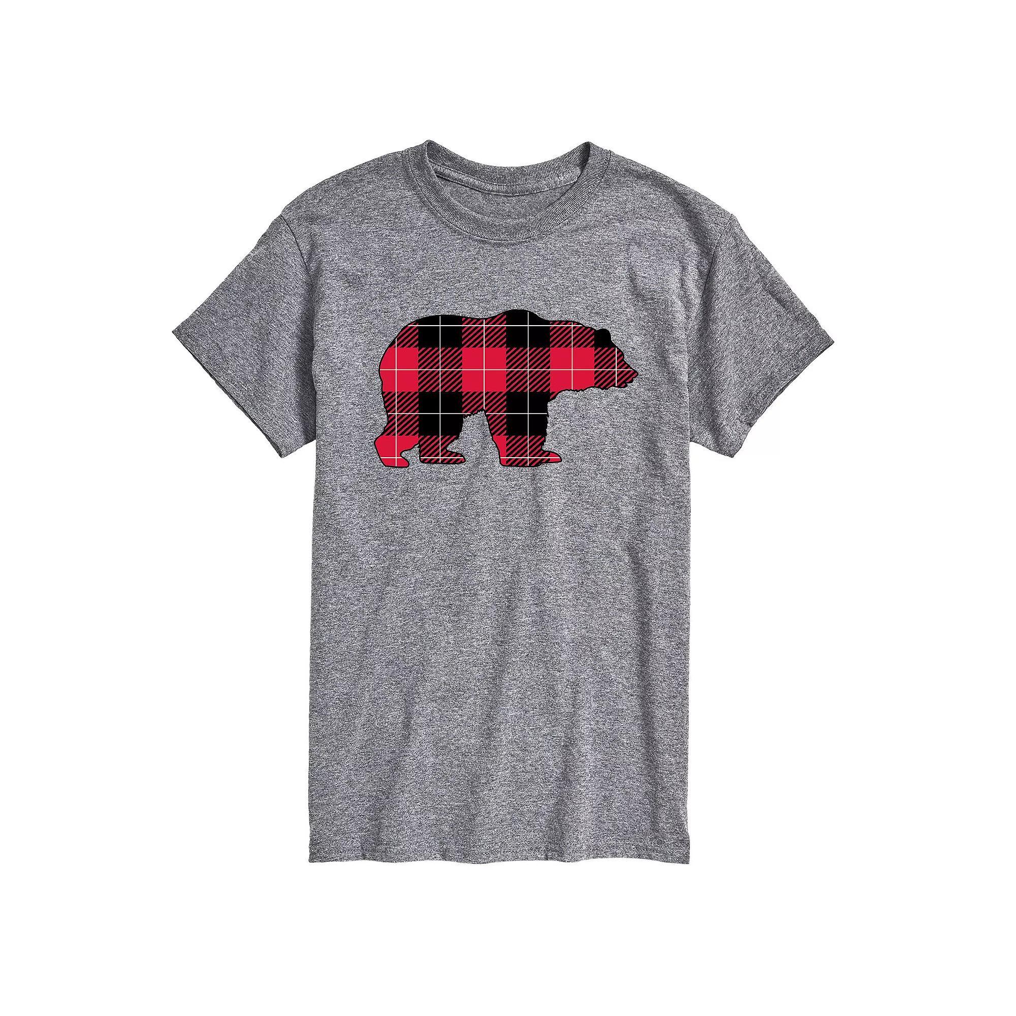 Big & Tall Buffalo Plaid Bear Tee, Mens Product Image