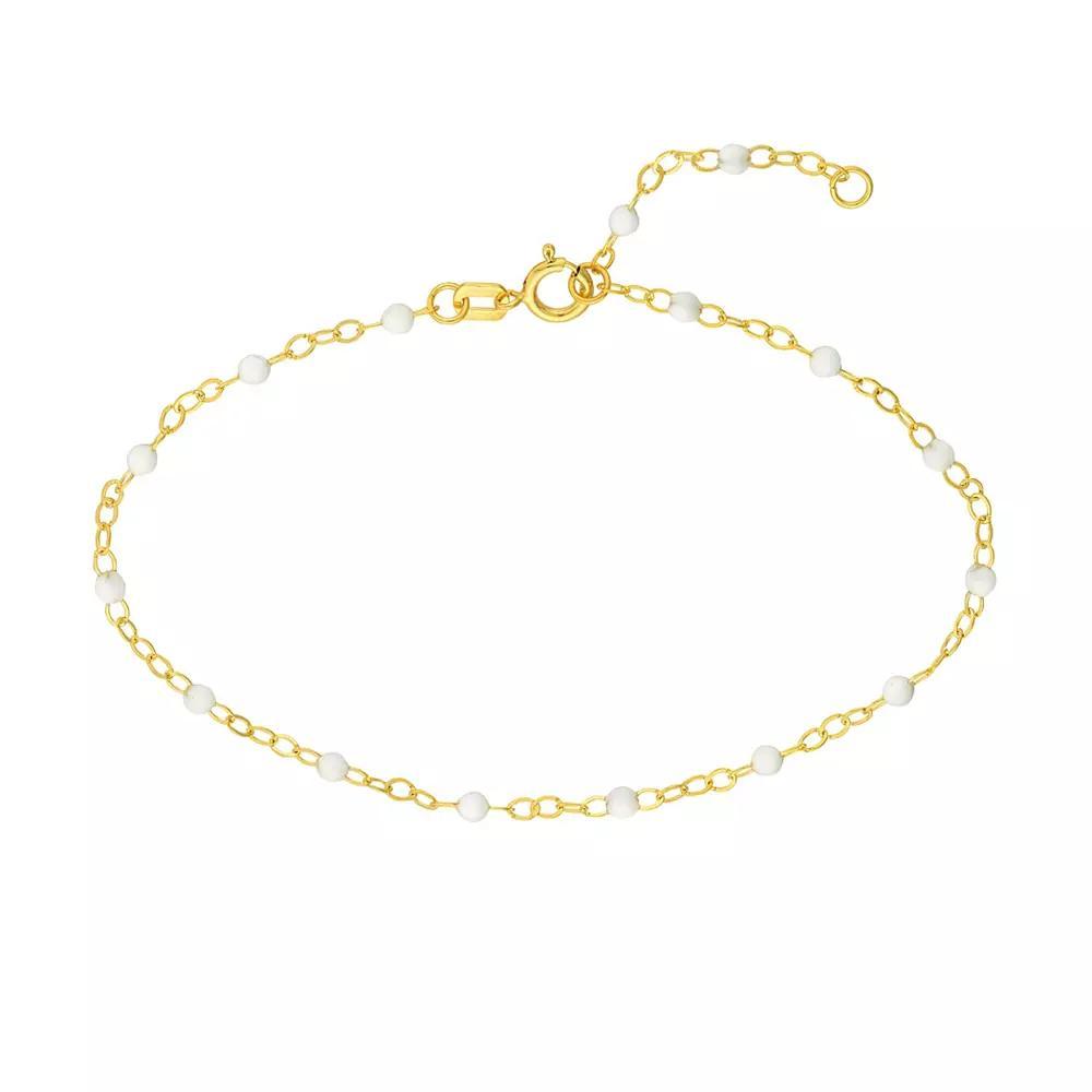 Color Romance 14k Gold Colored Enamel Bead Adjustable Anklet, Womens Product Image