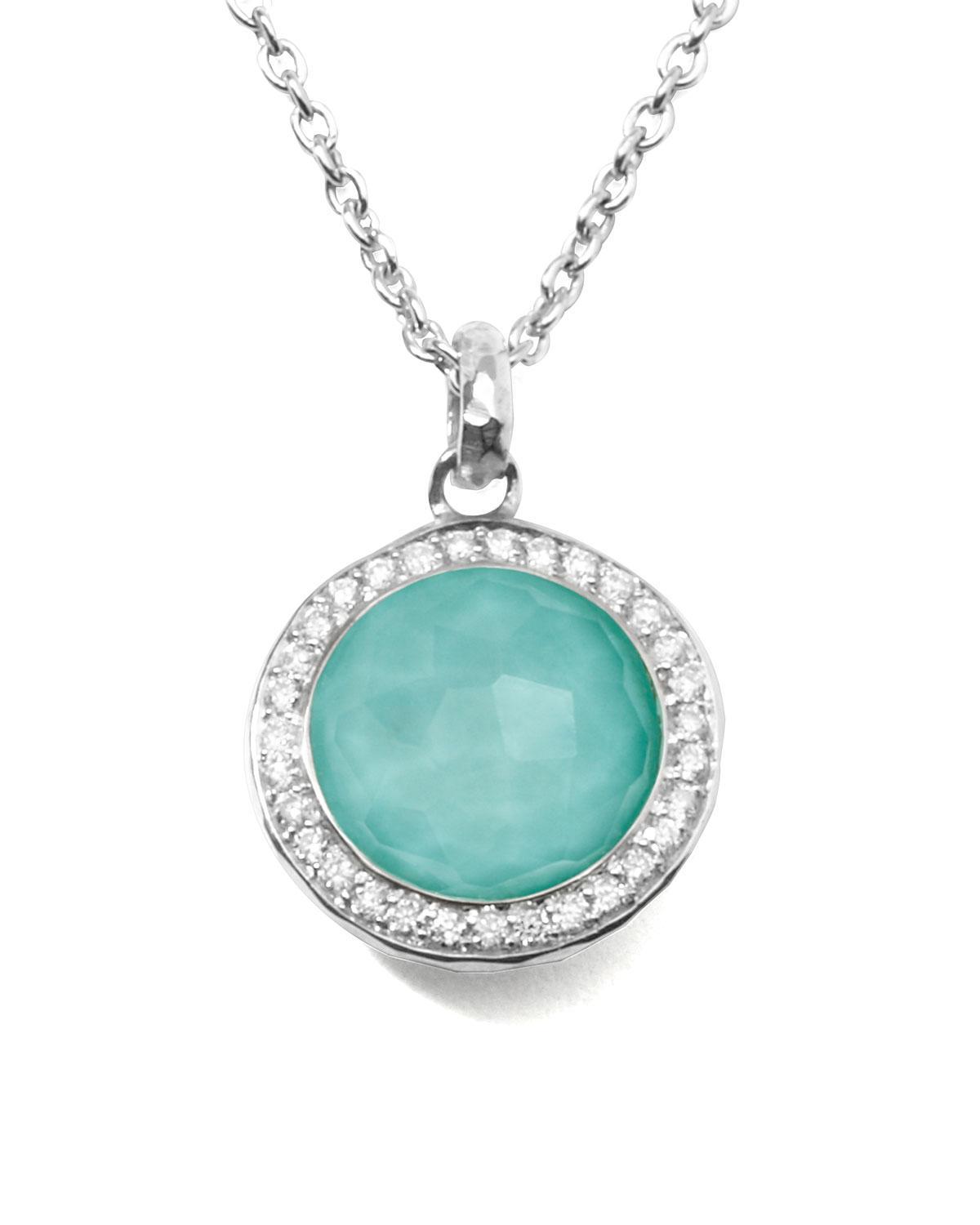 Ippolita Sterling Silver Stella Lollipop Pendant Necklace in Turquoise Doublet with Diamonds, 16 Product Image