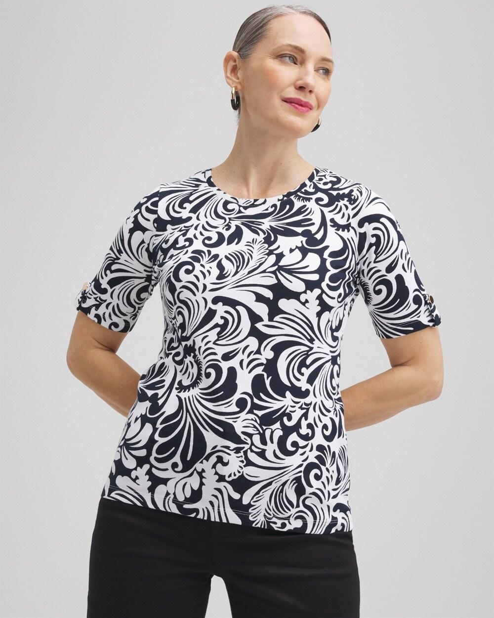 Scrolls Elbow Sleeve Cotton Tee Product Image