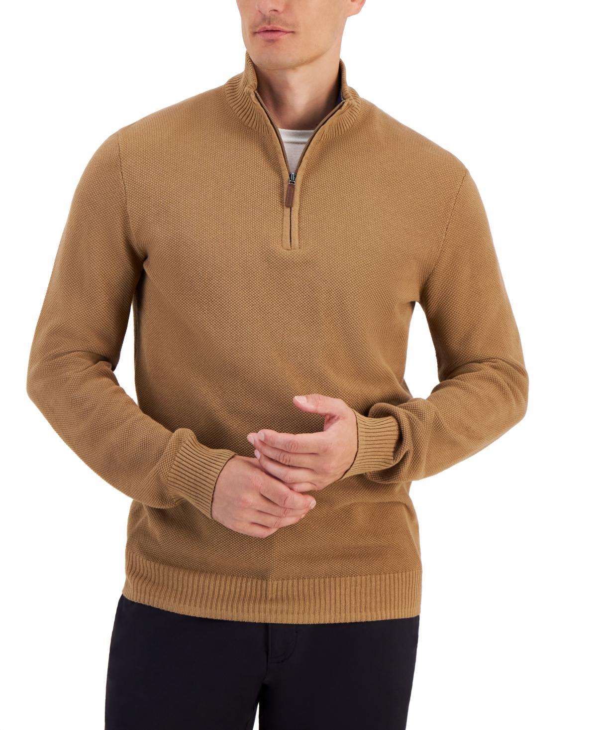 Club Room Mens Quarter-Zip Textured Cotton Sweater, Created for Macys Product Image