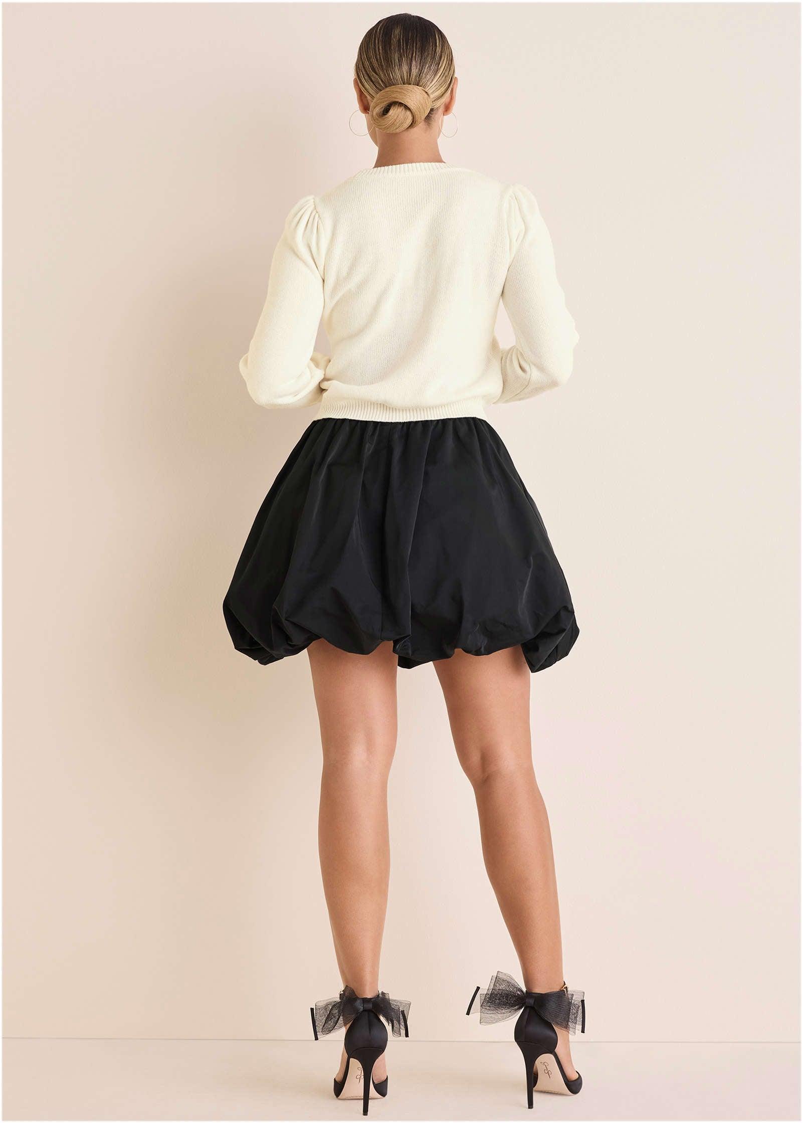 Sequin Puff-Sleeve Sweater - Off White Product Image
