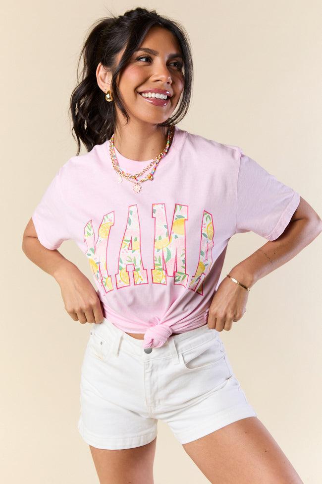Mama Lemons Print Light Pink Graphic Tee Product Image