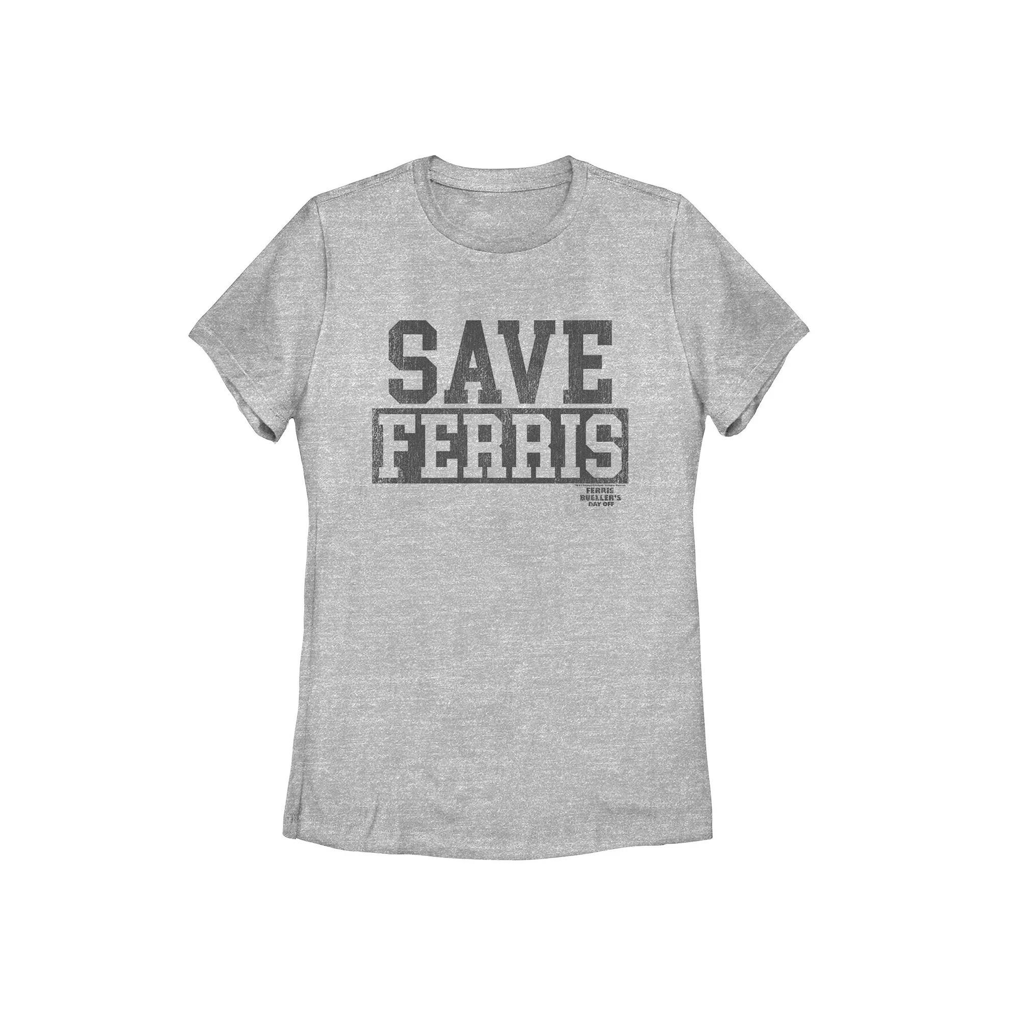 Juniors' Paramount "Save Ferris" Black Text Tee, Girl's, Size: XXL, Athletic Grey Product Image