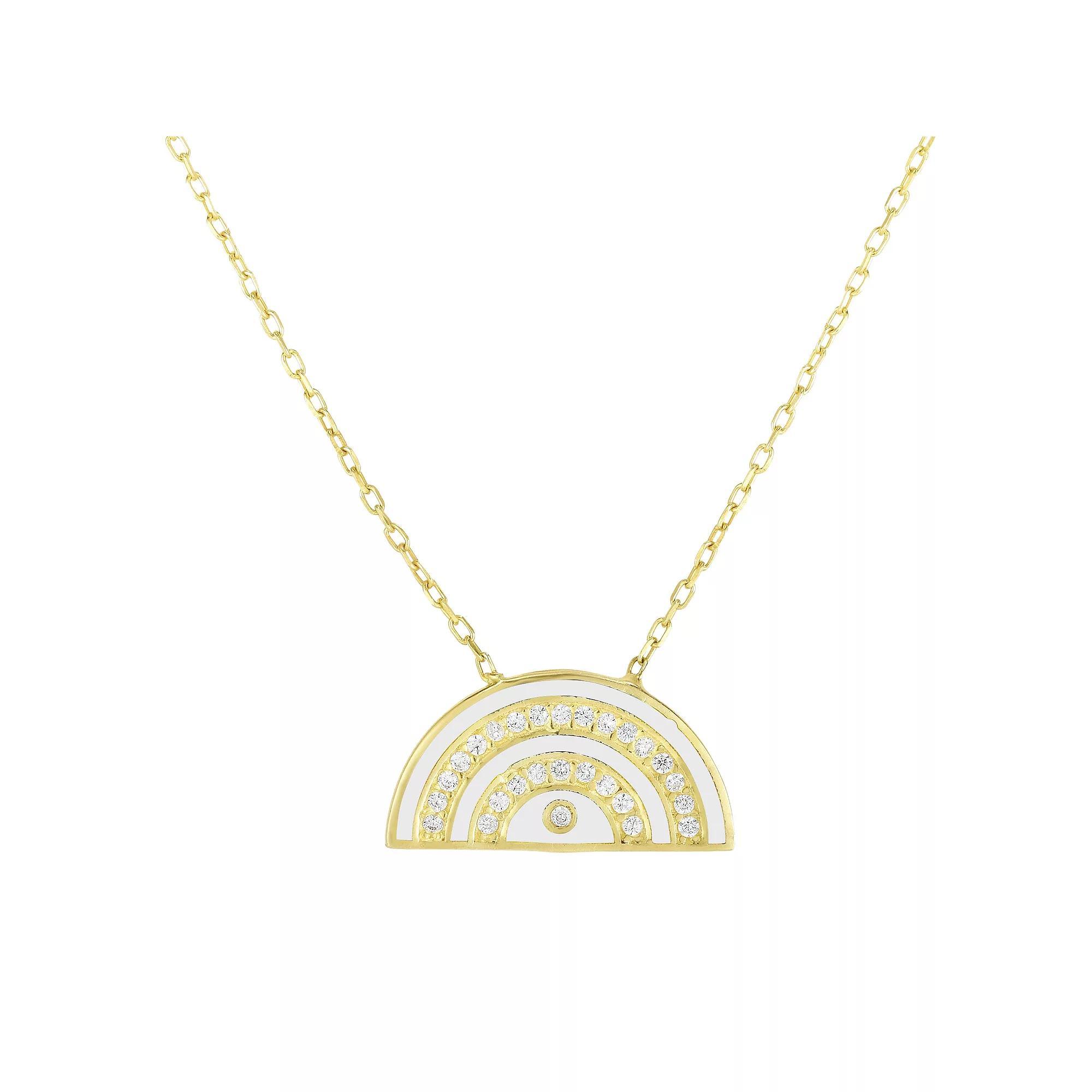 Sunkissed Sterling 14k Gold Over Silver Cubic Zirconia Rainbow Necklace, Women's, Size: 18", Gold Tone Product Image