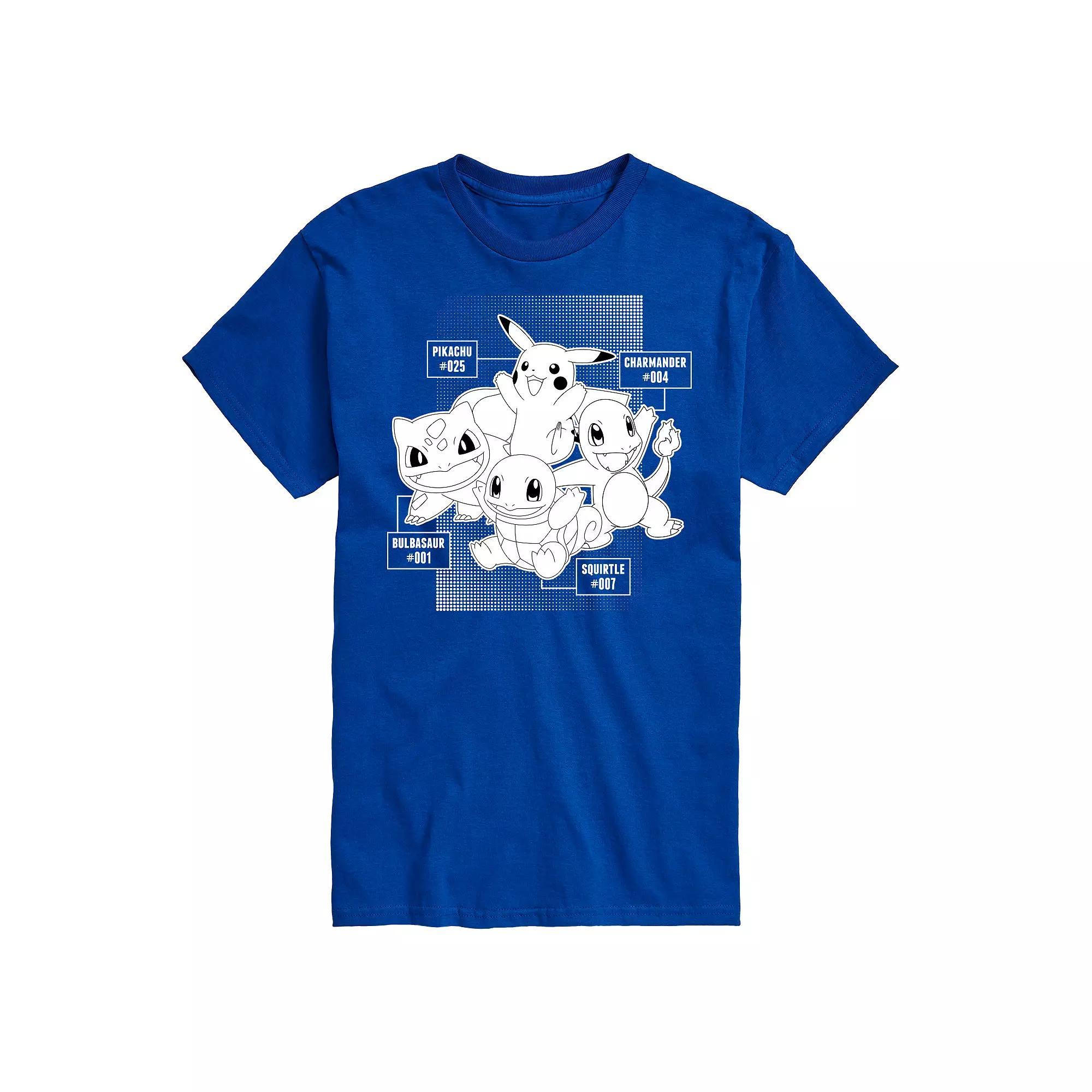 Big & Tall Pokemon Starter Characters Black And White Graphic Tee, Mens Product Image
