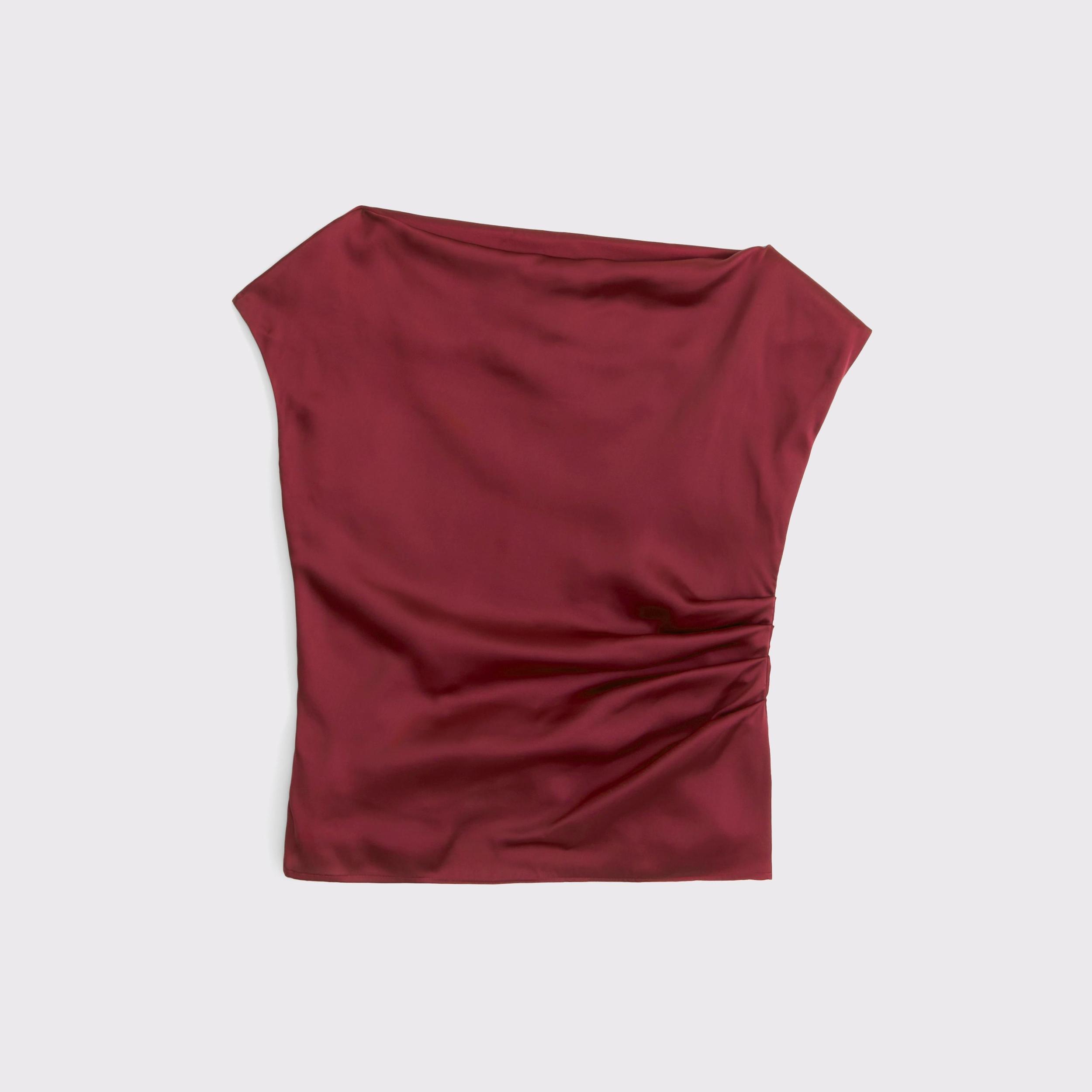 Asymmetrical Draped Satin Top Product Image