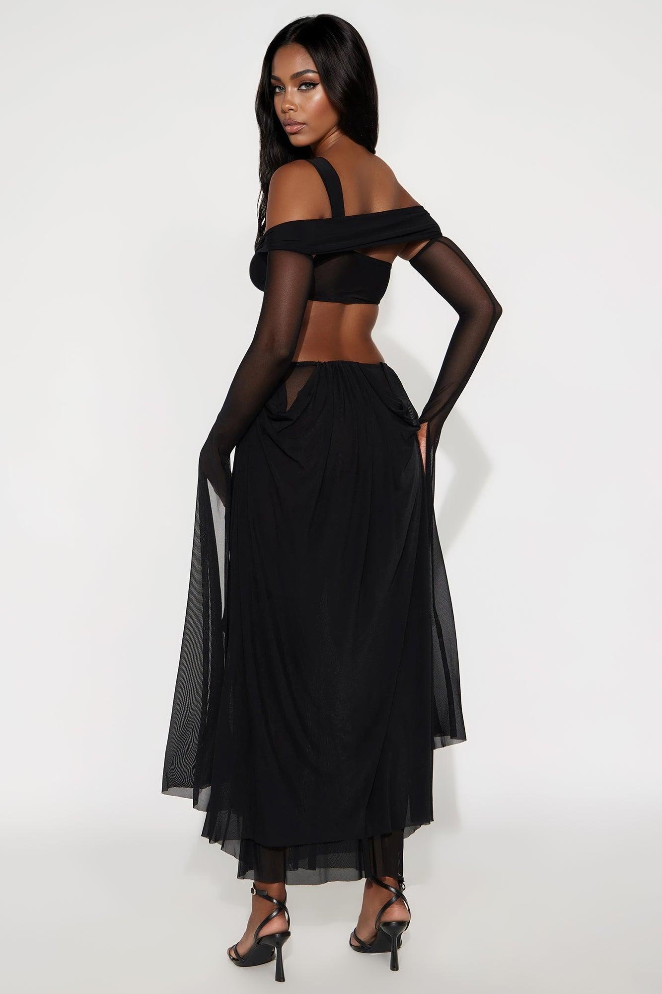 Alora Mesh Maxi Dress - Black Product Image