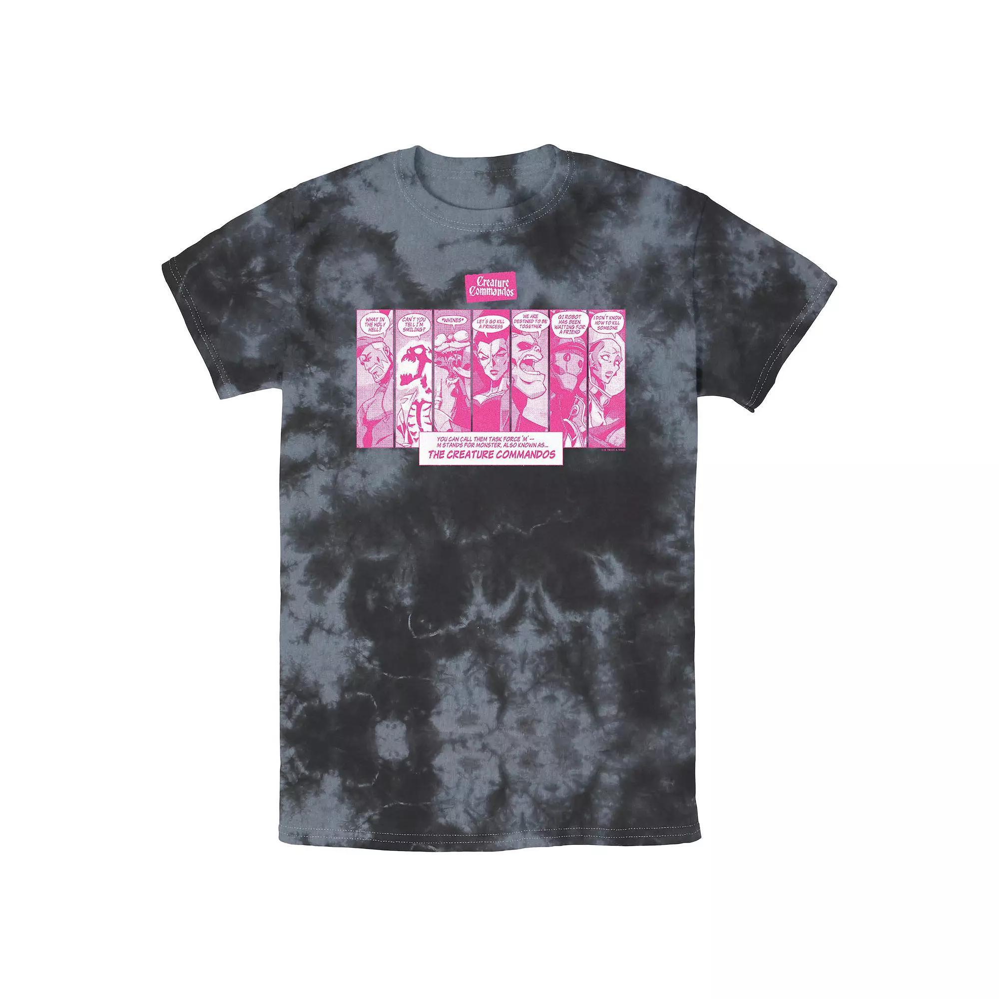 Men's Creature Commandos Comic Style Portraits Bombard Wash Graphic Tee, Size: XXL, Black Grey Product Image