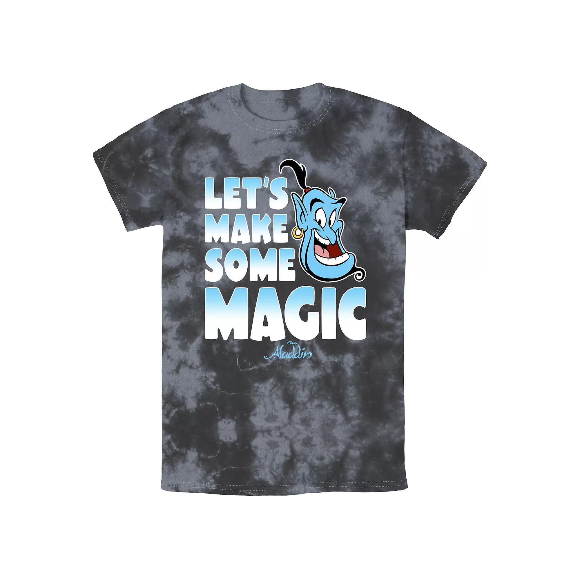 Men's Disney Aladdin Genie Let's Make Some Magic Bomabrd Wash Tee, Size: Large, Black Grey Product Image