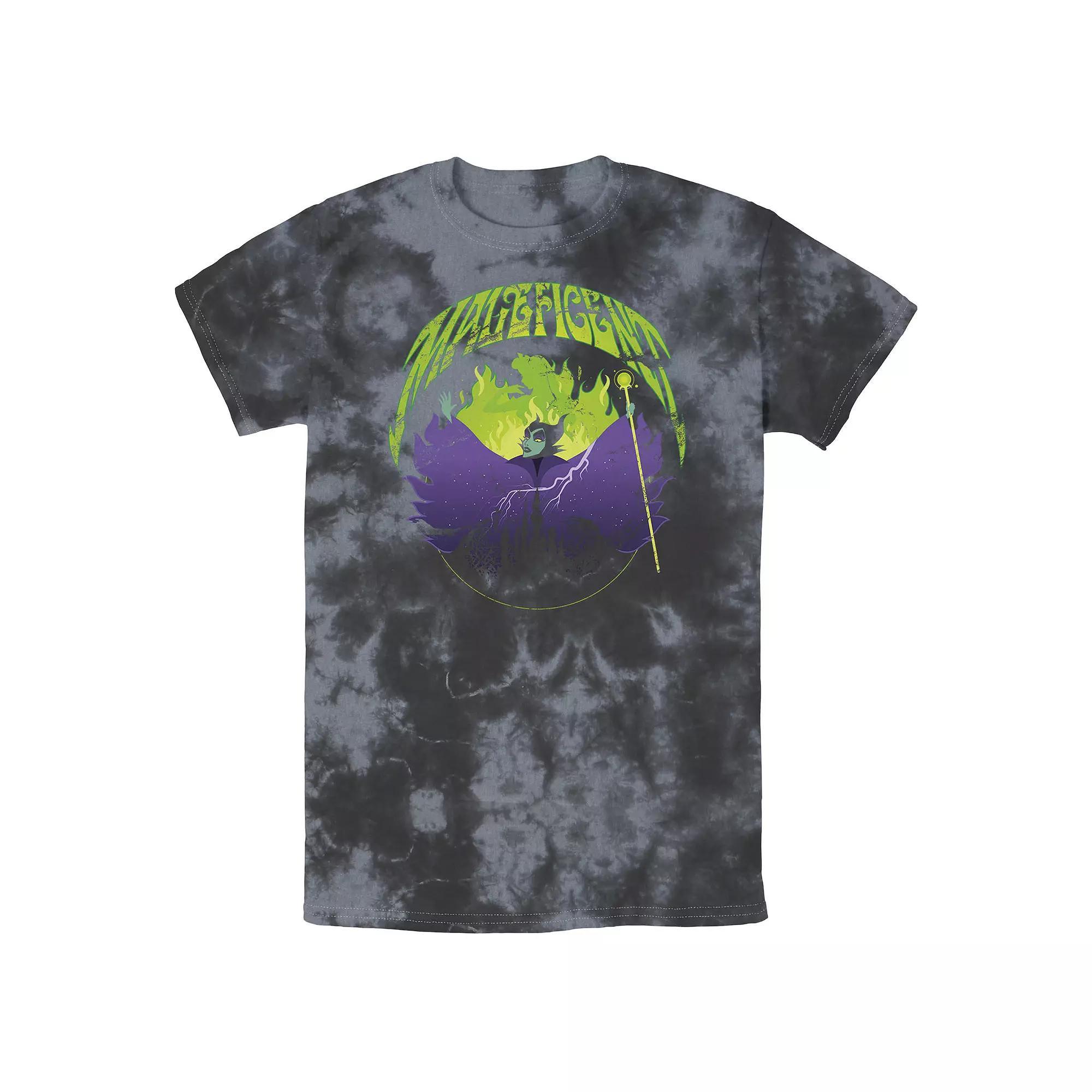 Men's Disney Sleeping Beauty Silouhette Maleficent Rock Theme Bomabrd Wash Tee, Size: XXL, Black Grey Product Image