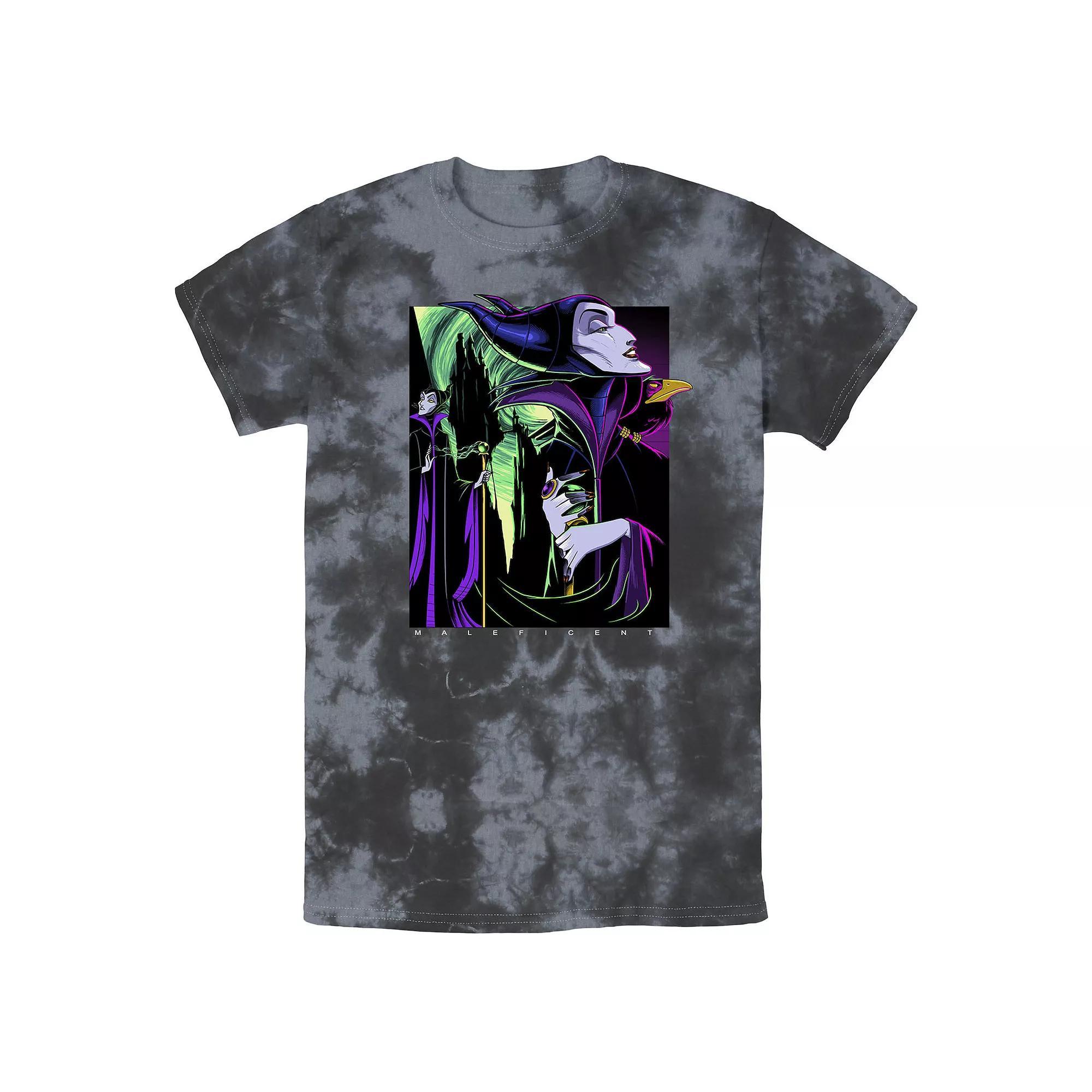 Men's Disney Sleeping Beauty Maleficent Large Side Portrait Bomabrd Wash Tee, Boy's, Black Grey Product Image