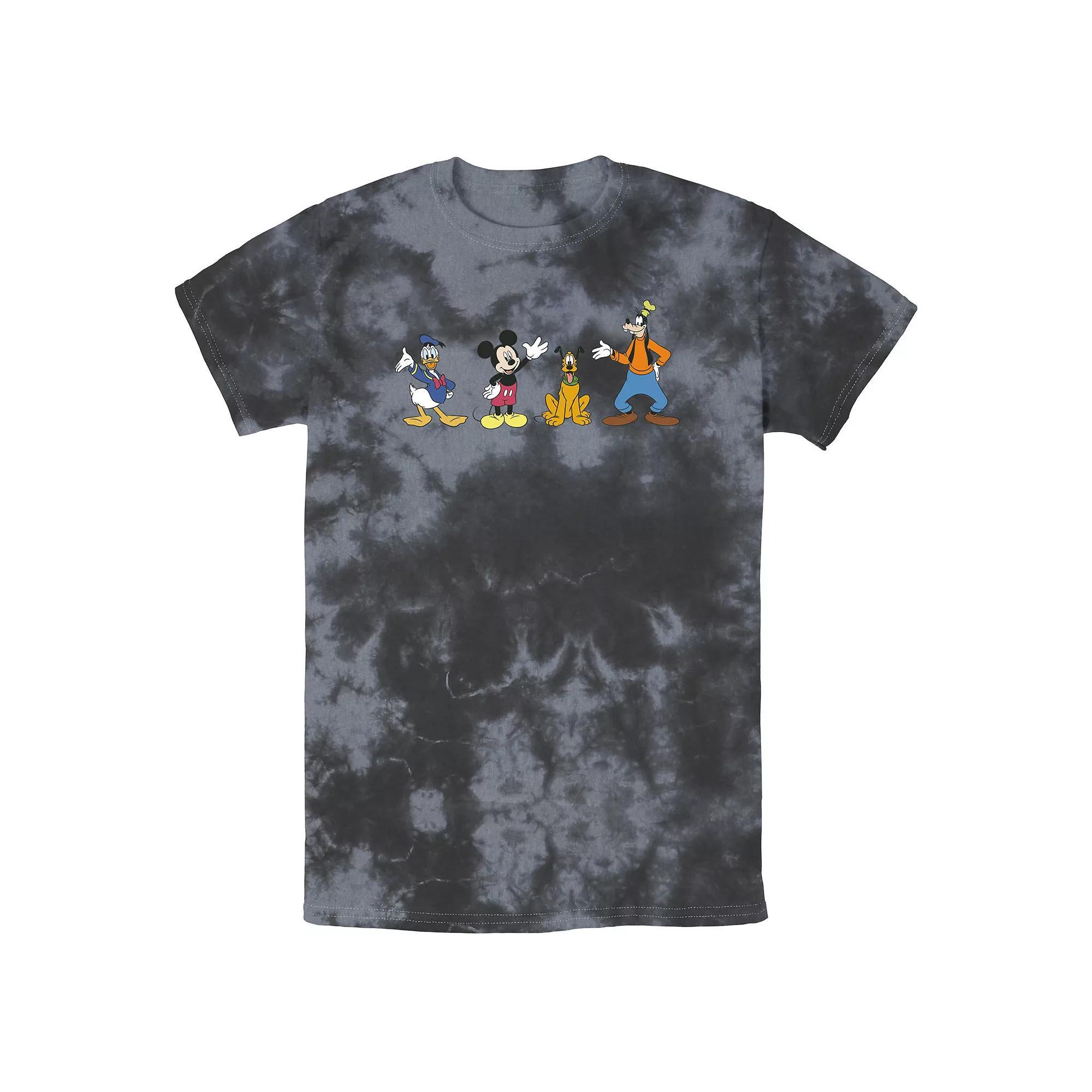 Disney's Mickey Mouse & Friends Men's Line Up Waving Hello Wash Tee, Size: Medium, Black Grey Product Image
