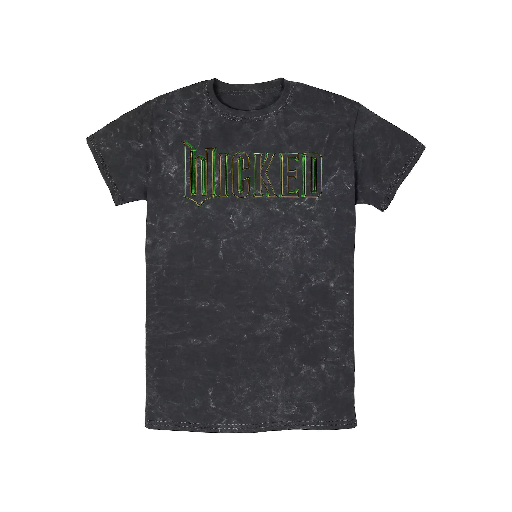 Men's Wicked Logo Title With Soundtrack Mineral Wash Graphic Tee, Size: XL, Black Product Image