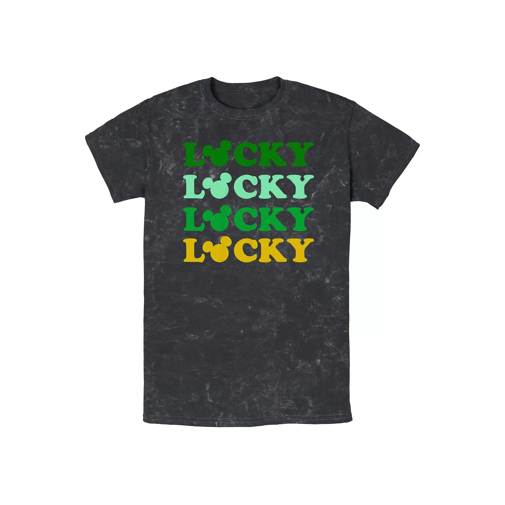 Disney's Mickey Mouse Lucky Mineral Wash Men's Graphic Tee, Size: Medium, Black Product Image