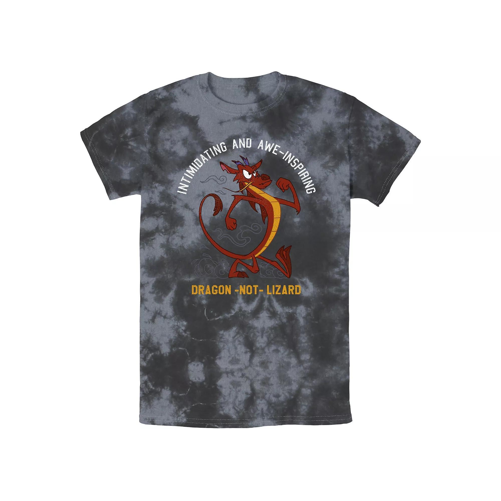 Men's Disney Mulan Mushu Dragon Not Lizard Portrait Bomabrd Wash Tee, Size: Small, Black Grey Product Image