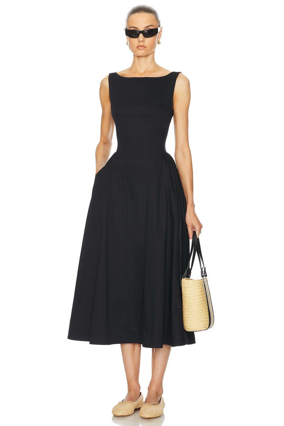 Stretch Cotton Sateen Midi Dress Helsa Product Image