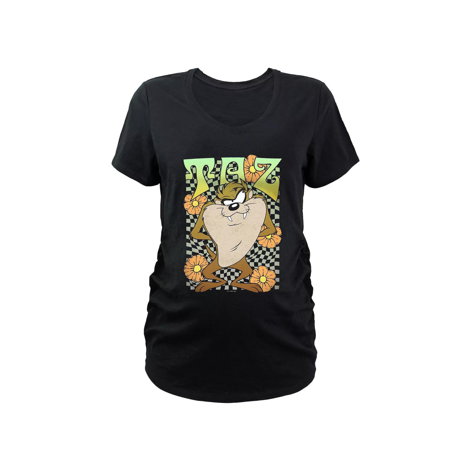 Maternity Looney Tunes Tasmanian Devil Springtime Taz Graphic Tee, Women's, Size: Medium-Mat, Black Product Image
