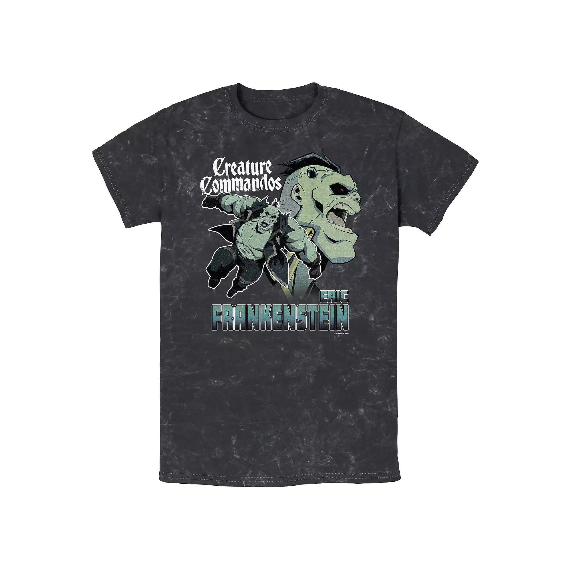 Men's Creature Commandos Eric Frankenstein Poster Mineral Wash Graphic Tee, Size: Small, Black Product Image