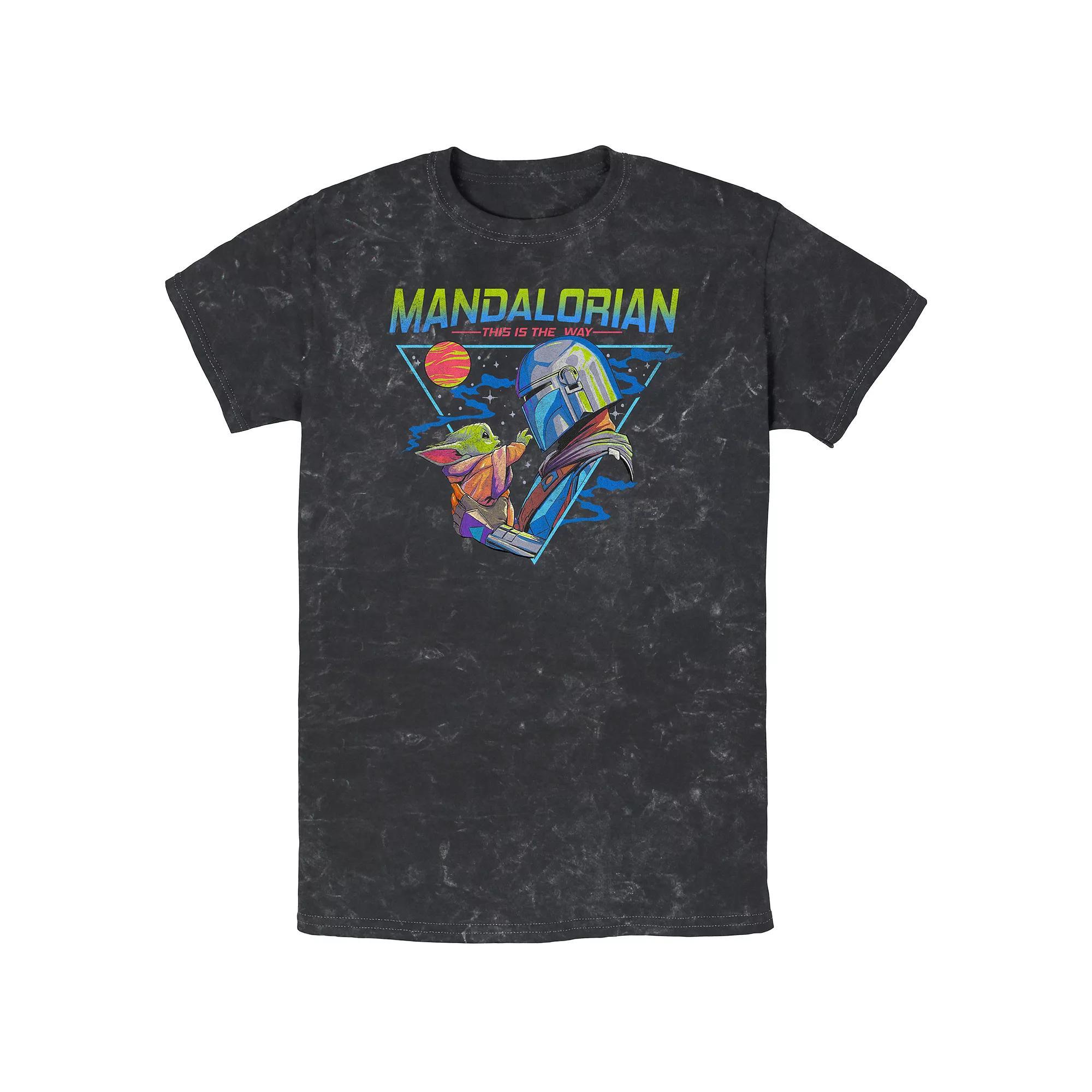 Men's Star Wars The Mandalorian The Child Triangle Galaxy Touch Mineral Wash Graphic Tee, Size: XL, Black Product Image