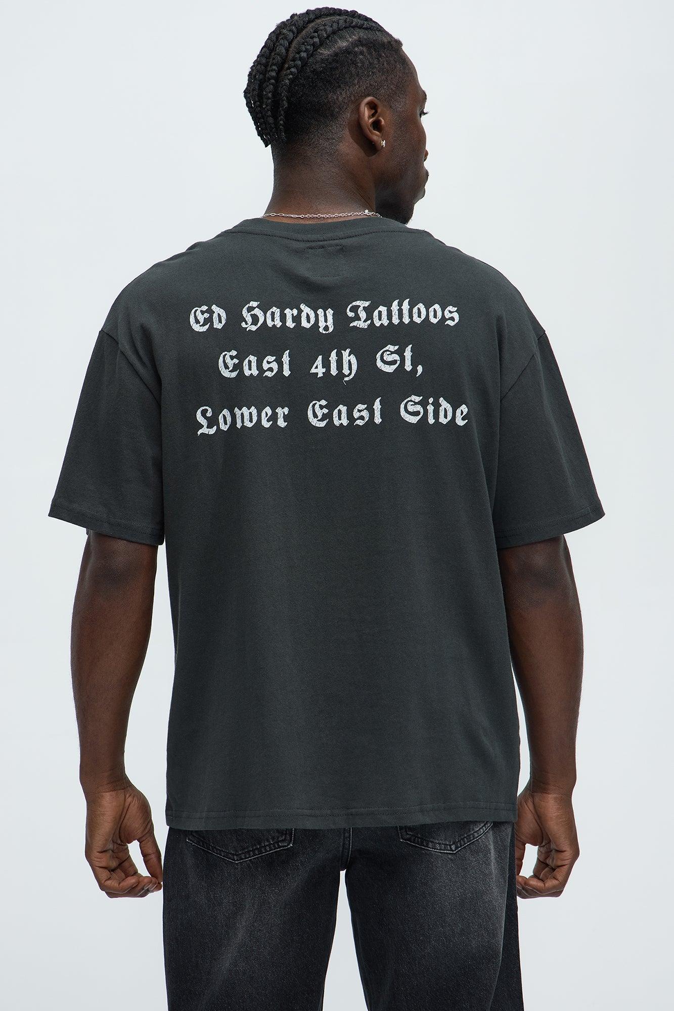 Ed Hardy Cross Heart Oversized Short Sleeve Tee - Charcoal Product Image