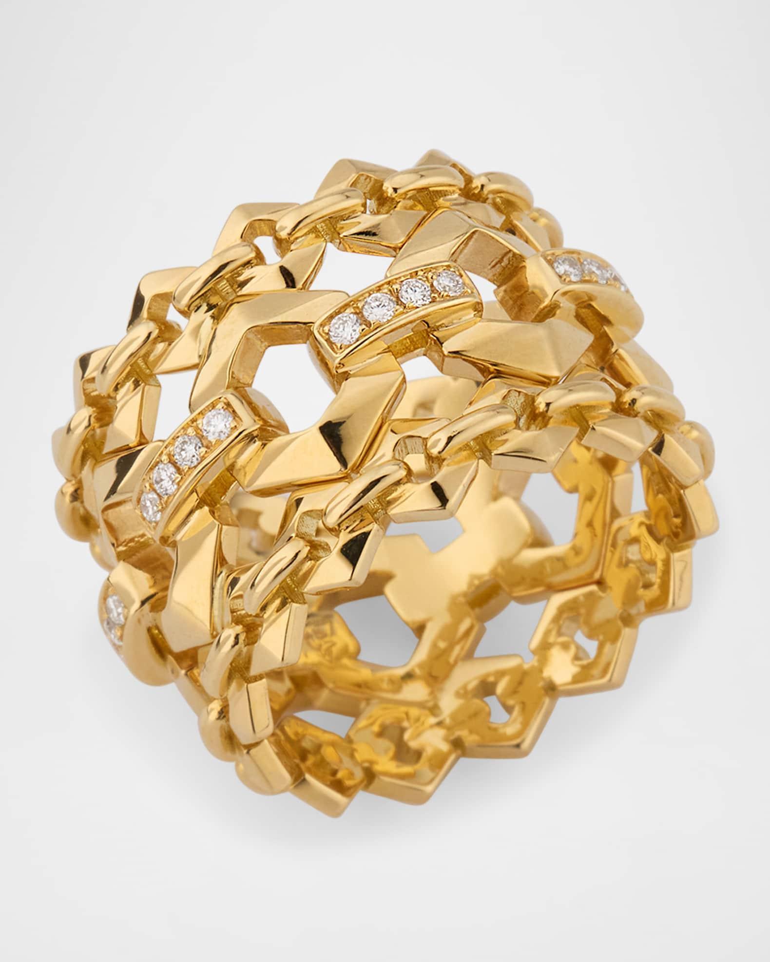 18K Yellow Gold Diamond Warrior Ring Product Image