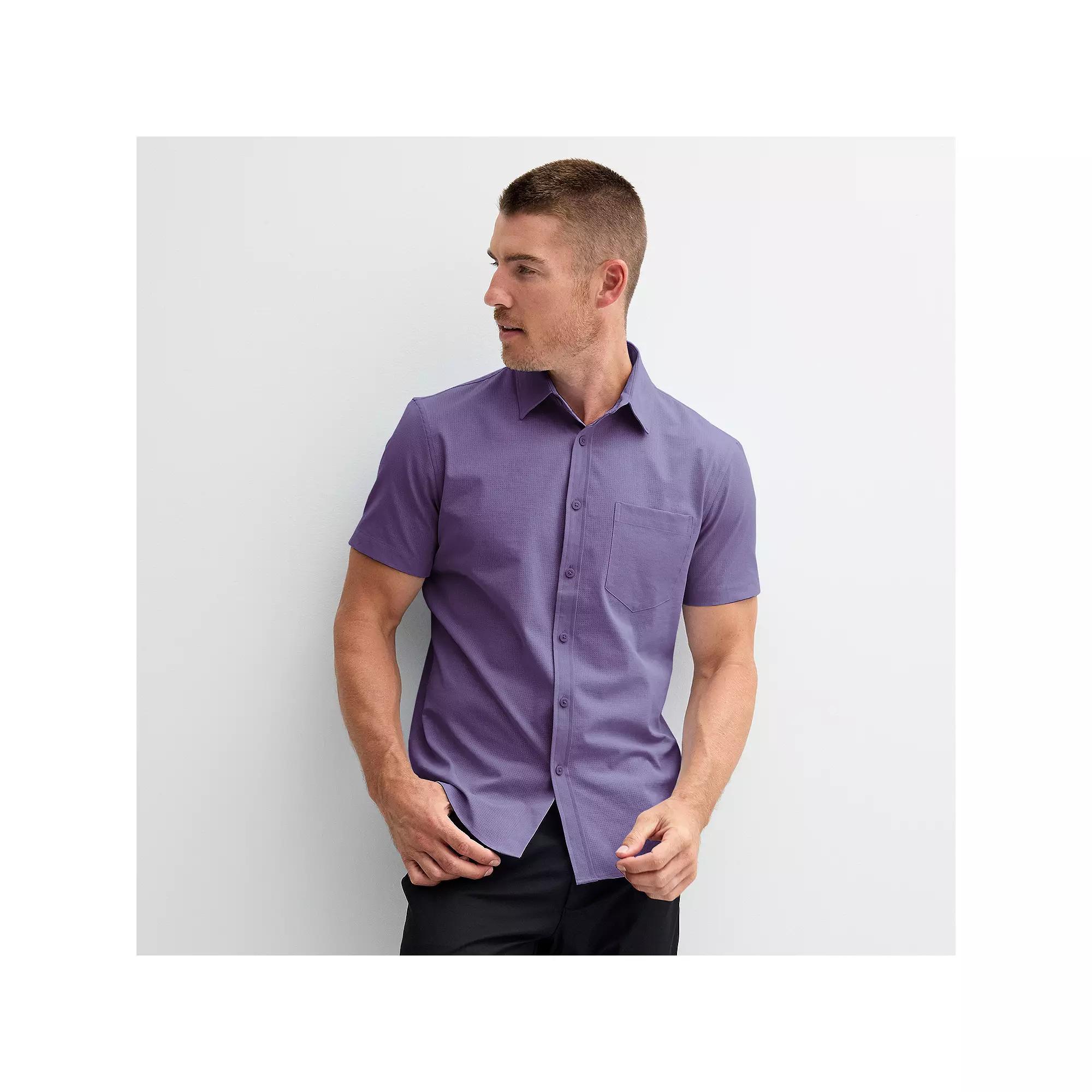 Men's FLX Slim Performance Untucked-Fit Button Down Shirt, Size: Small SLIM, Blue Beauty Product Image