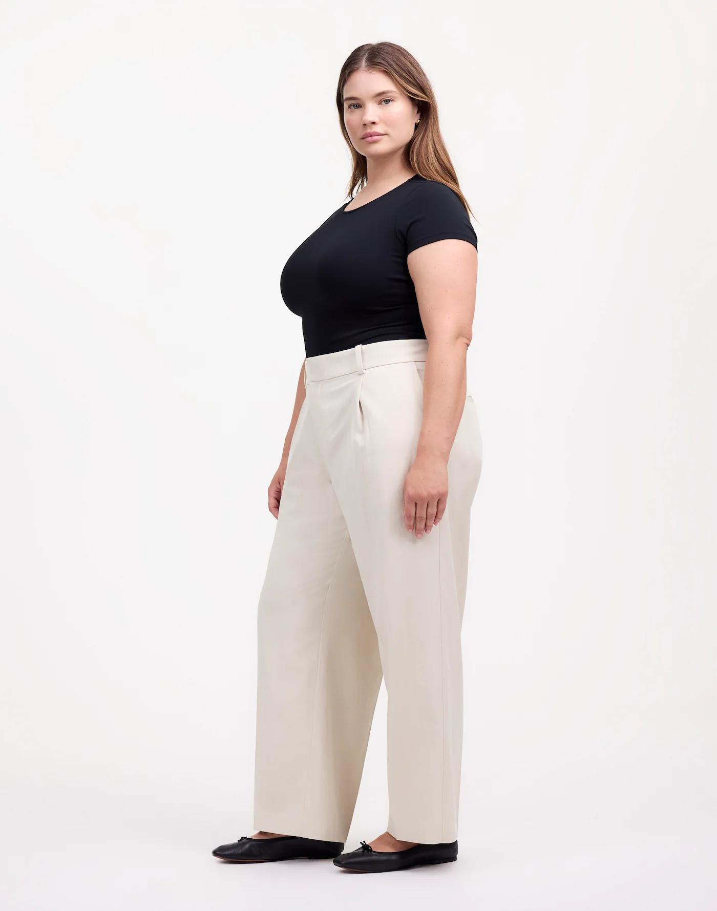 Plus Slouchy Straight Pants in Drapey Twill Product Image