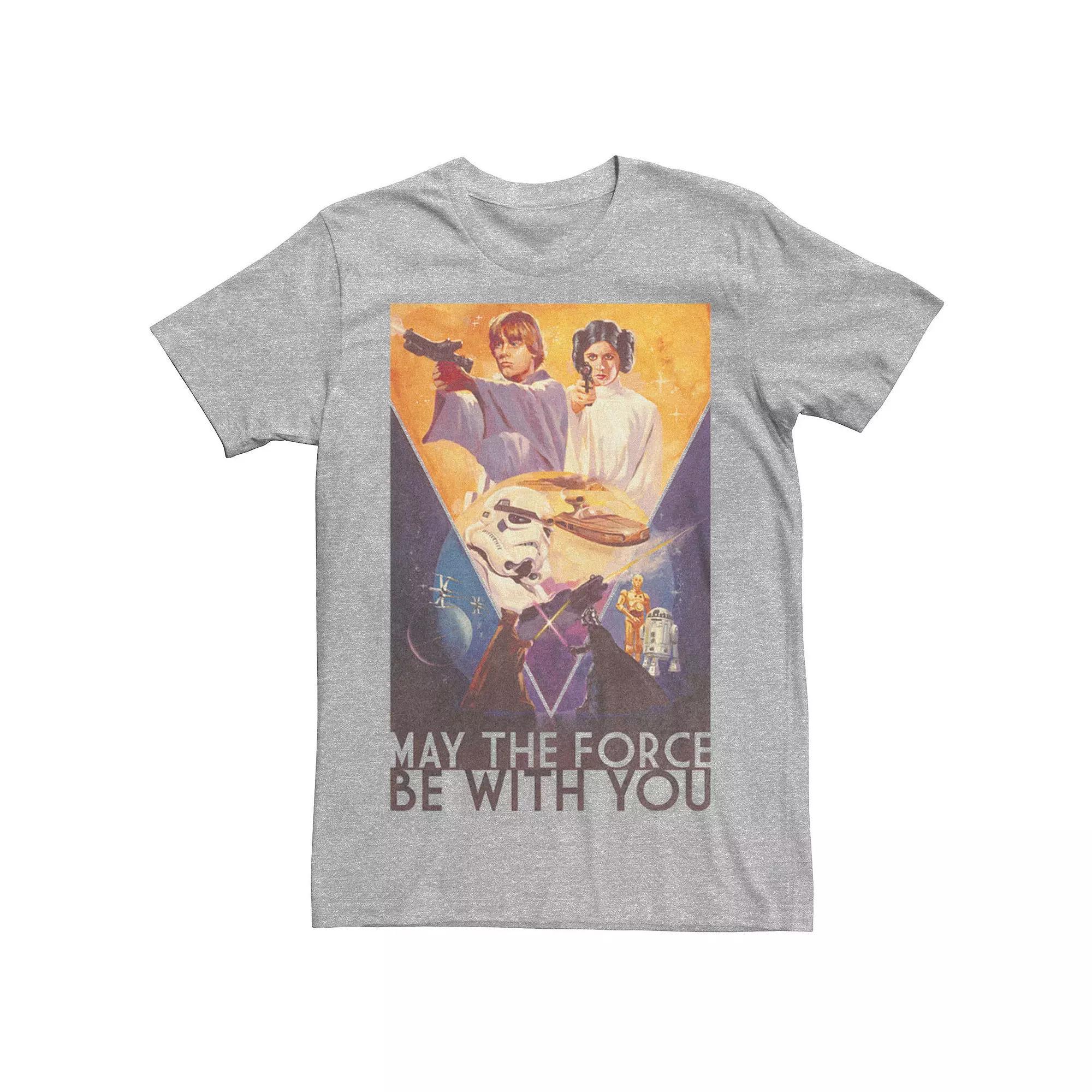 Men's Star Wars May The Force Be With You Poster Graphic Tee, Size: Small, Athletic Grey Product Image