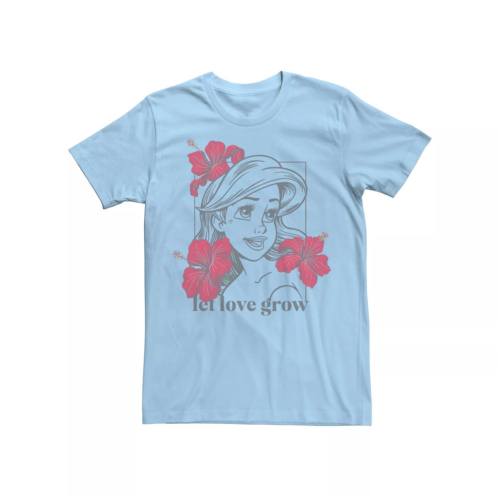 Disney's The Little Mermaid Ariel Let Love Grow Floral Men's Tee, Size: XXL, Light Blue Product Image