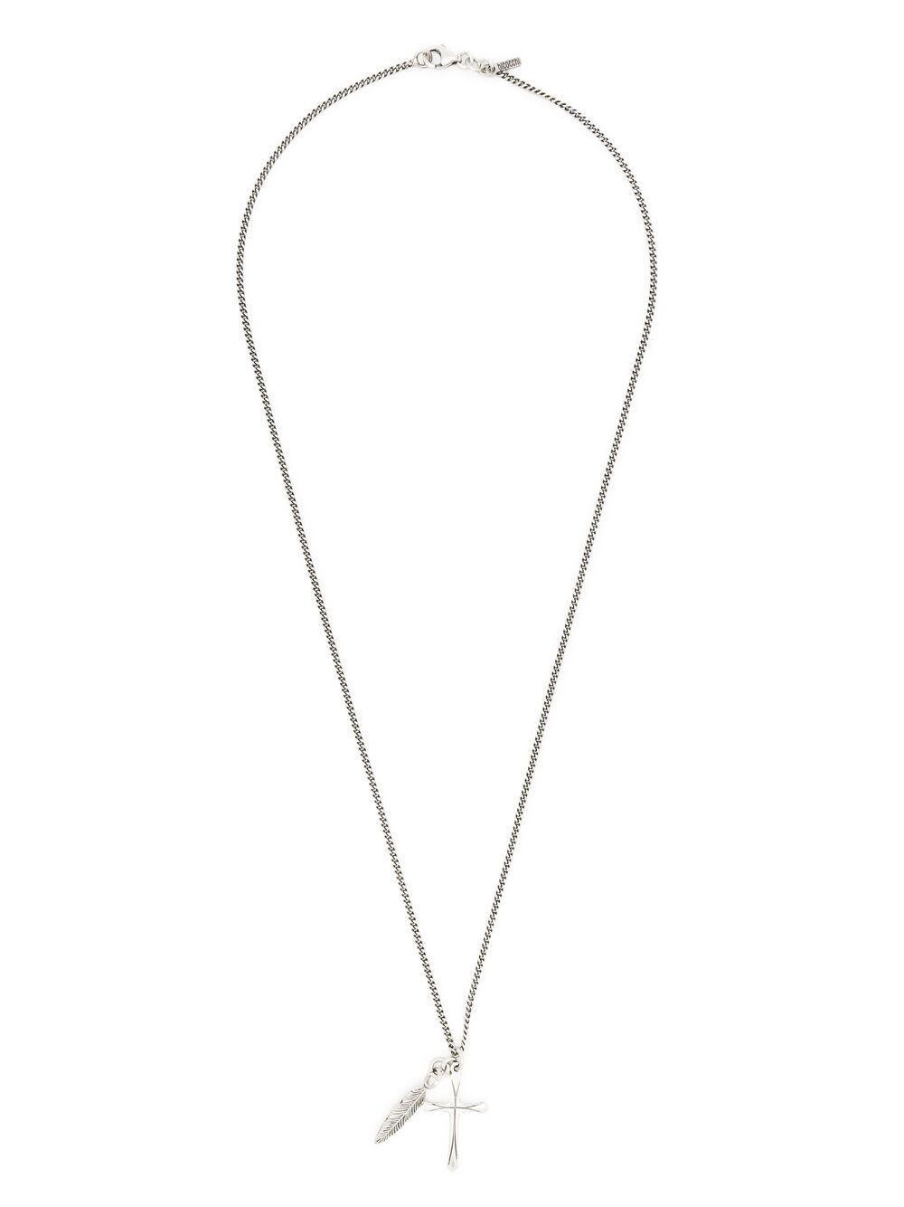 cross + feather necklace Product Image