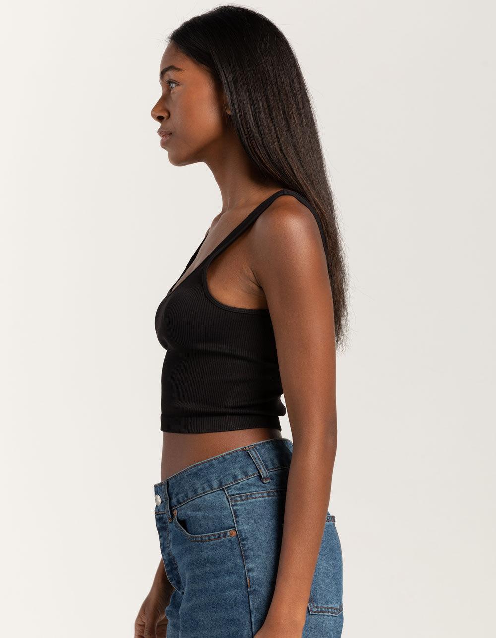 FULL TILT Seamless Low Back Womens Tank Top - BLACK Product Image