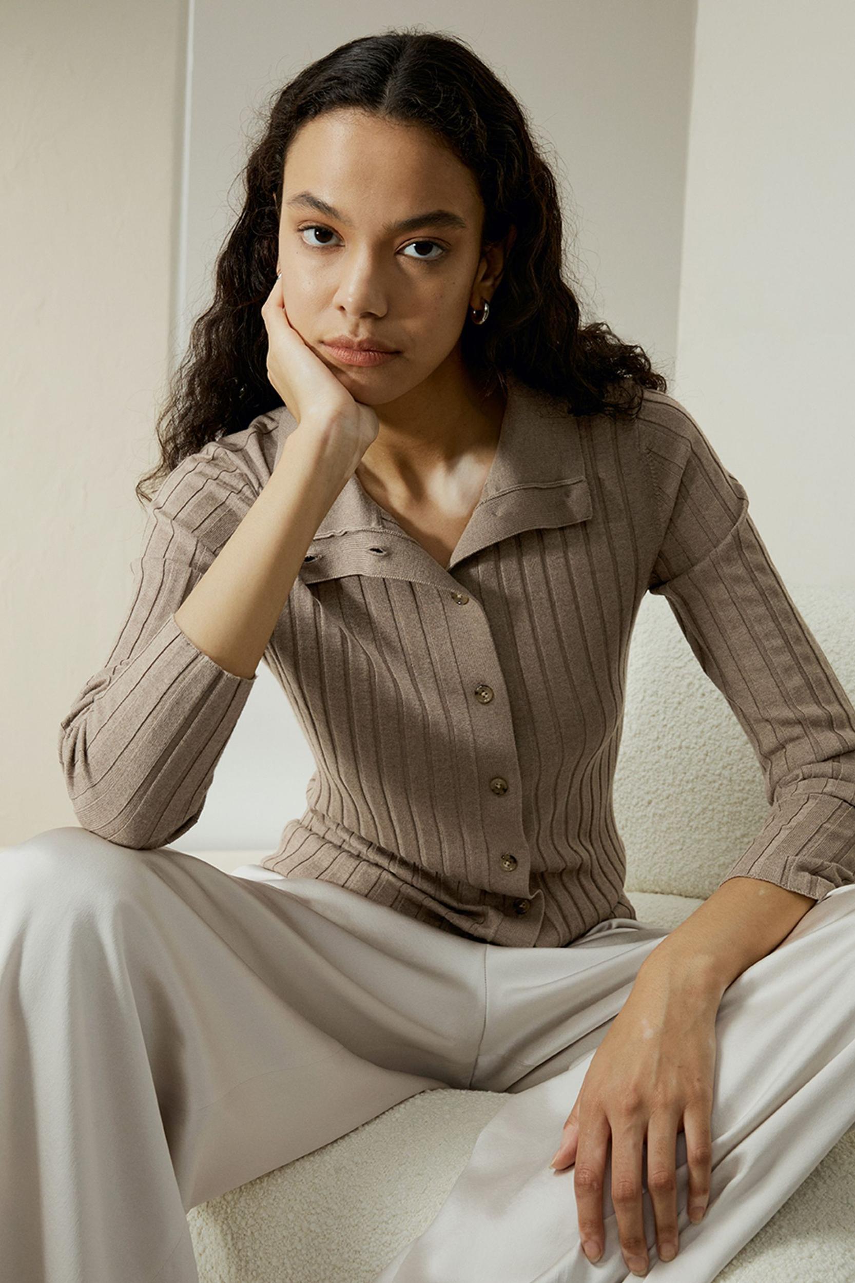 Ribbed Silk-Cashmere Blend Cardigan Product Image